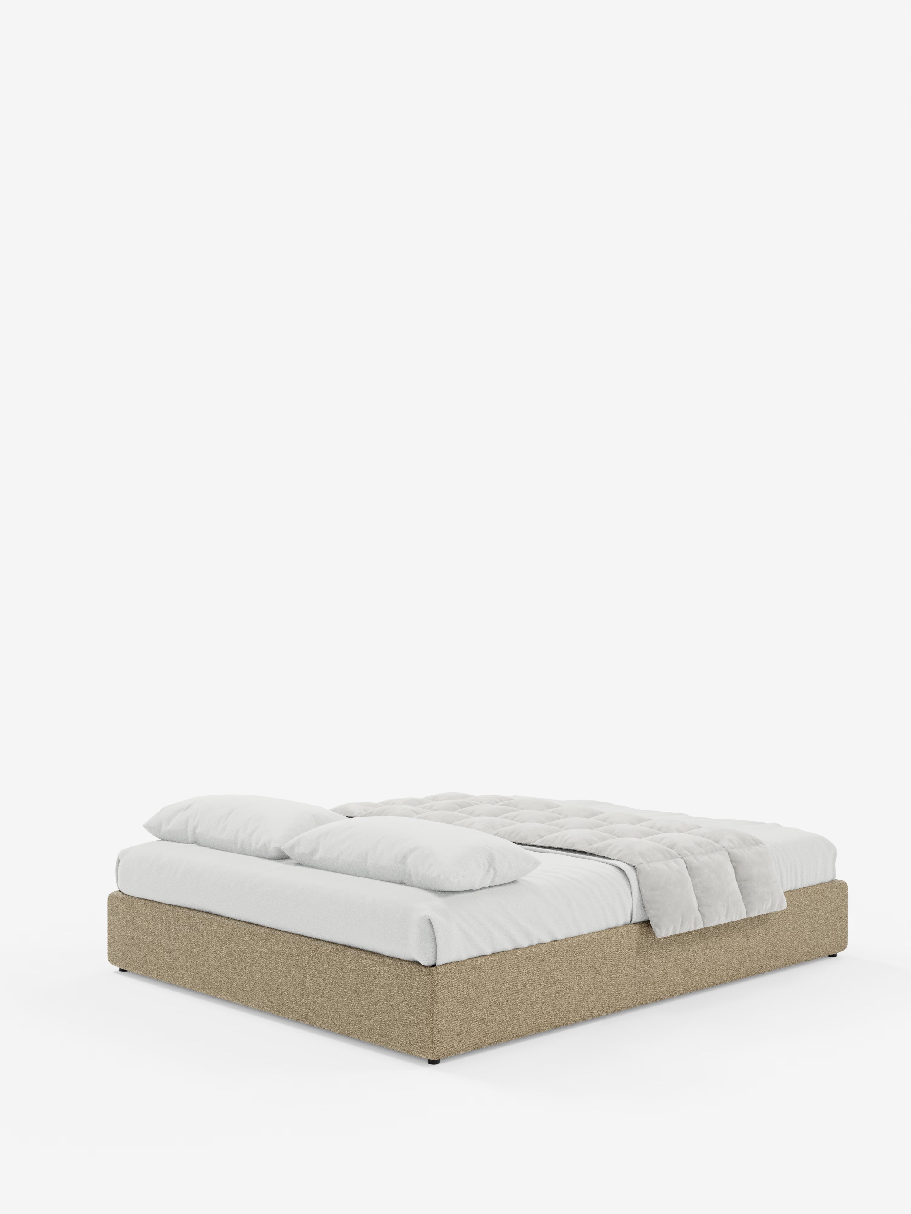 Ina Upholstered removable cover storage box spring in stain-resistant waterproof cotton-effect fabric