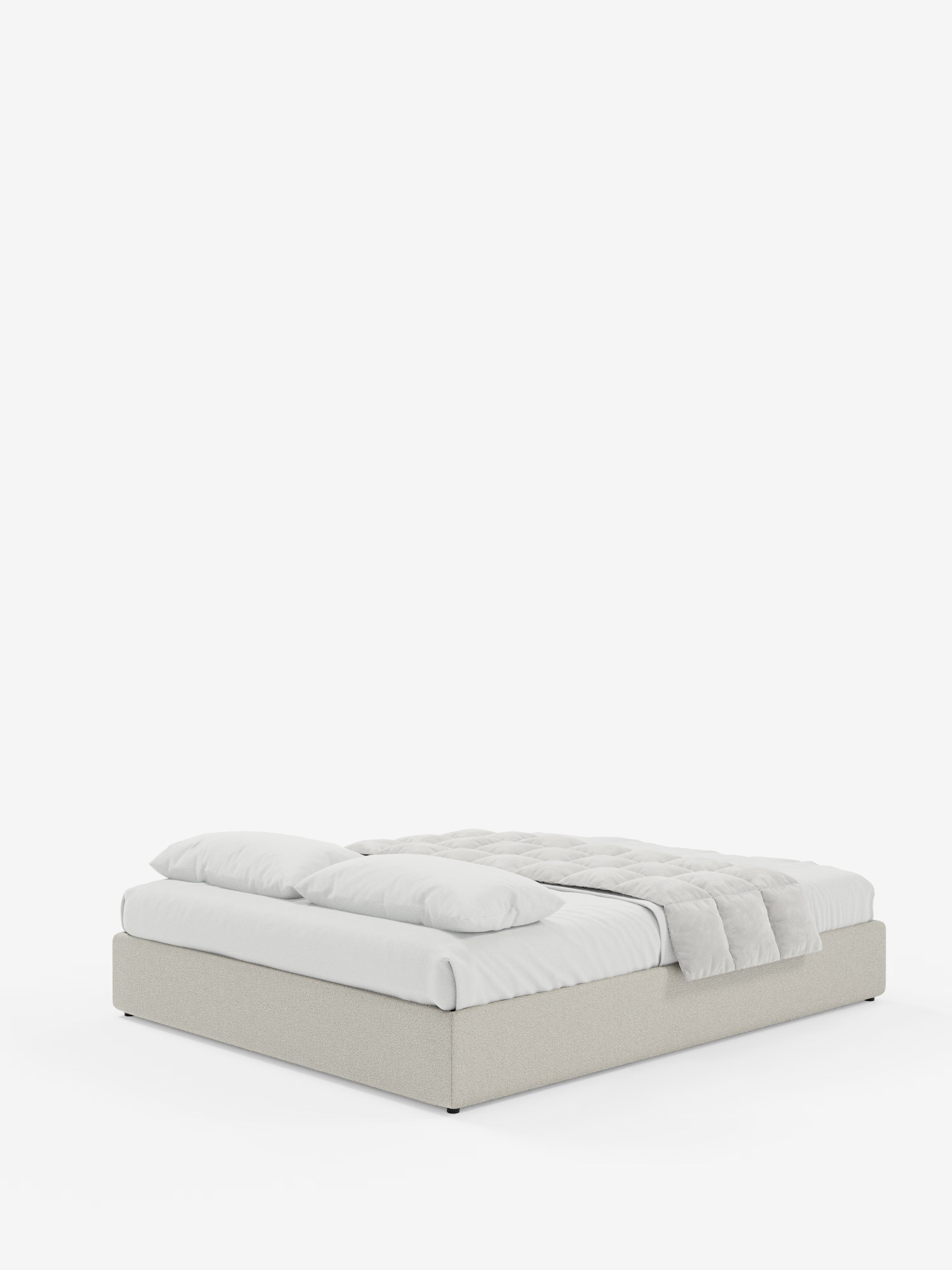 Ina Upholstered removable cover storage box spring in stain-resistant waterproof cotton-effect fabric