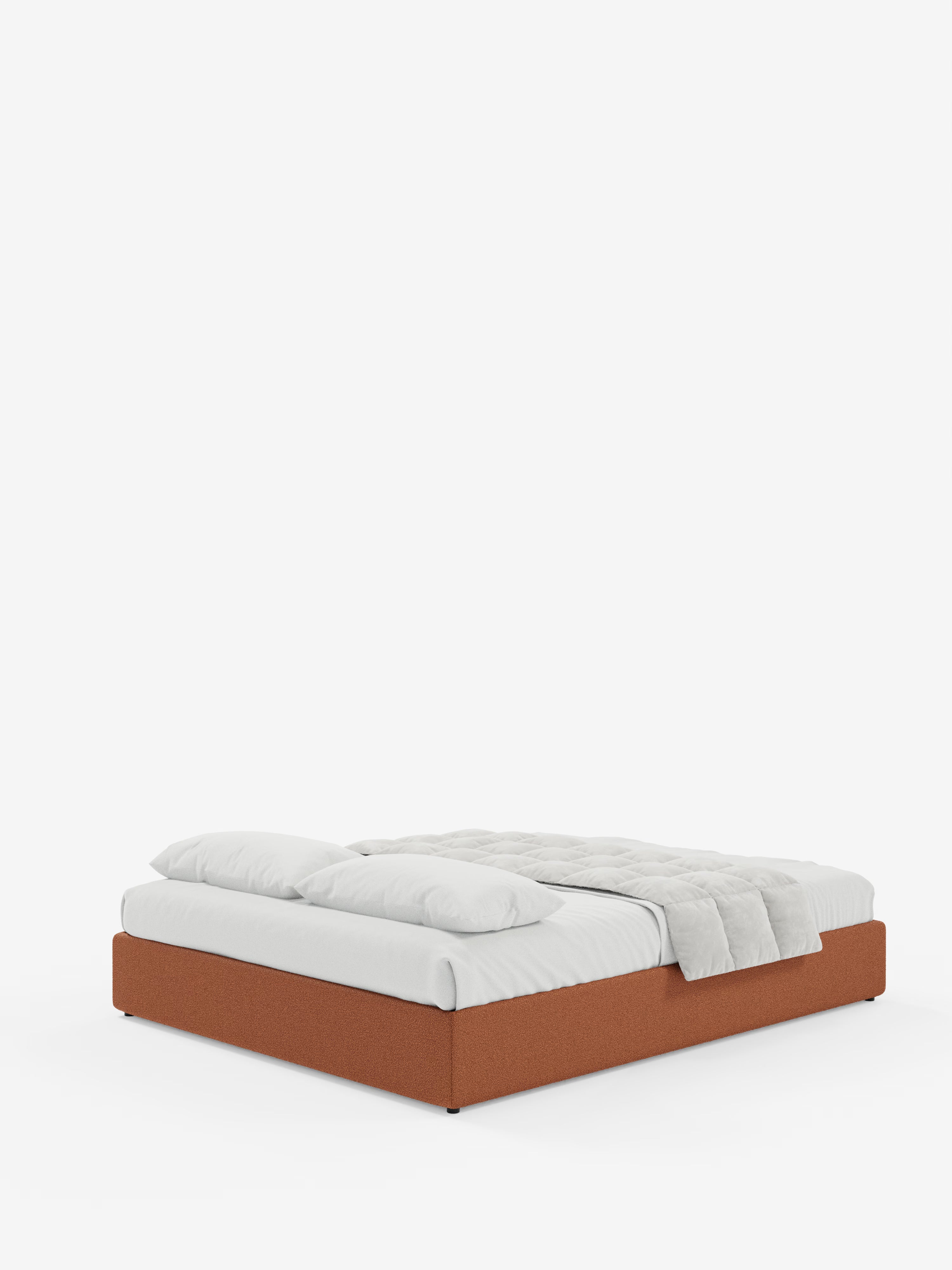 Ina Upholstered removable cover storage box spring in stain-resistant waterproof cotton-effect fabric
