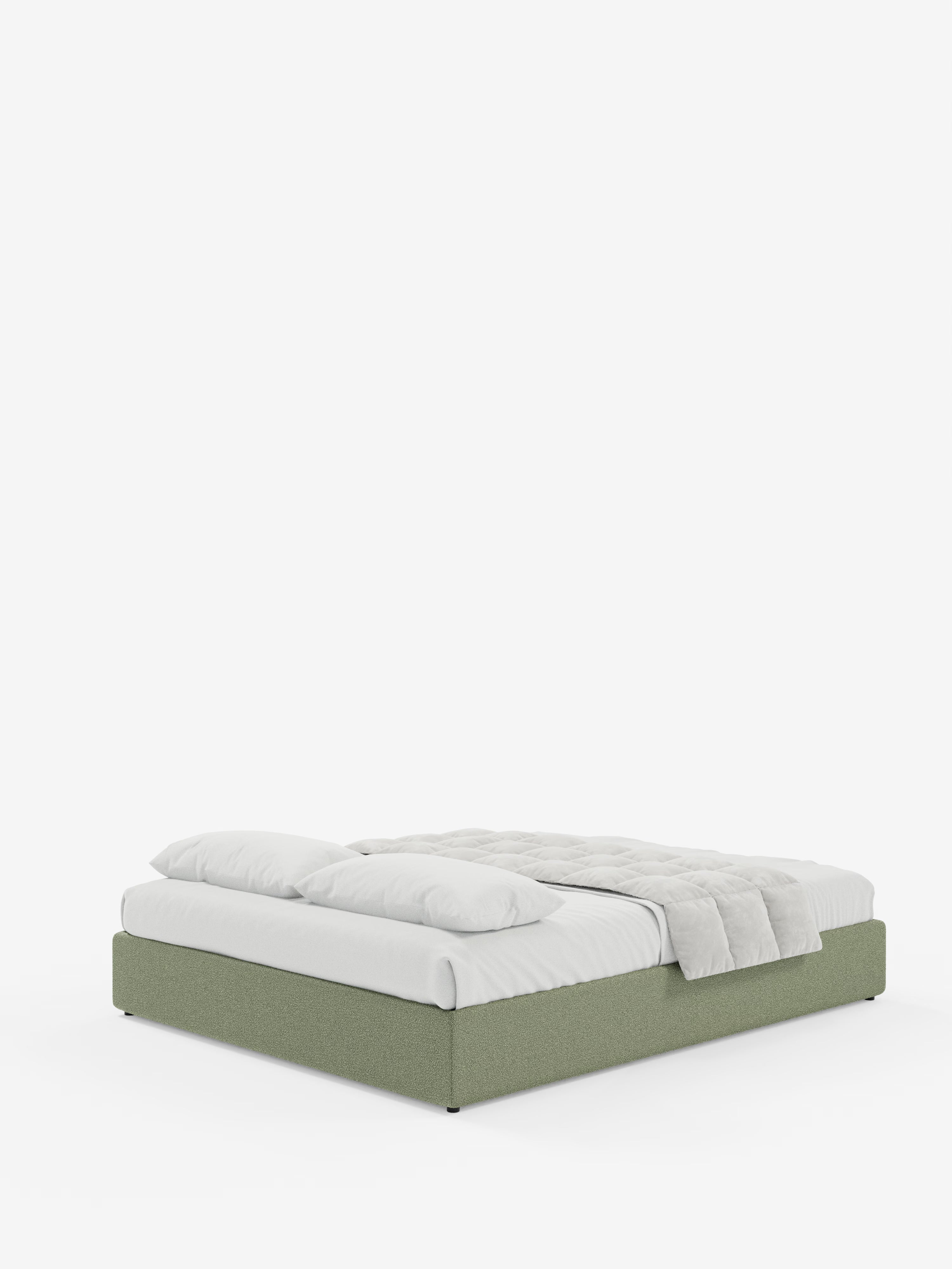 Ina Upholstered removable cover storage box spring in stain-resistant waterproof cotton-effect fabric