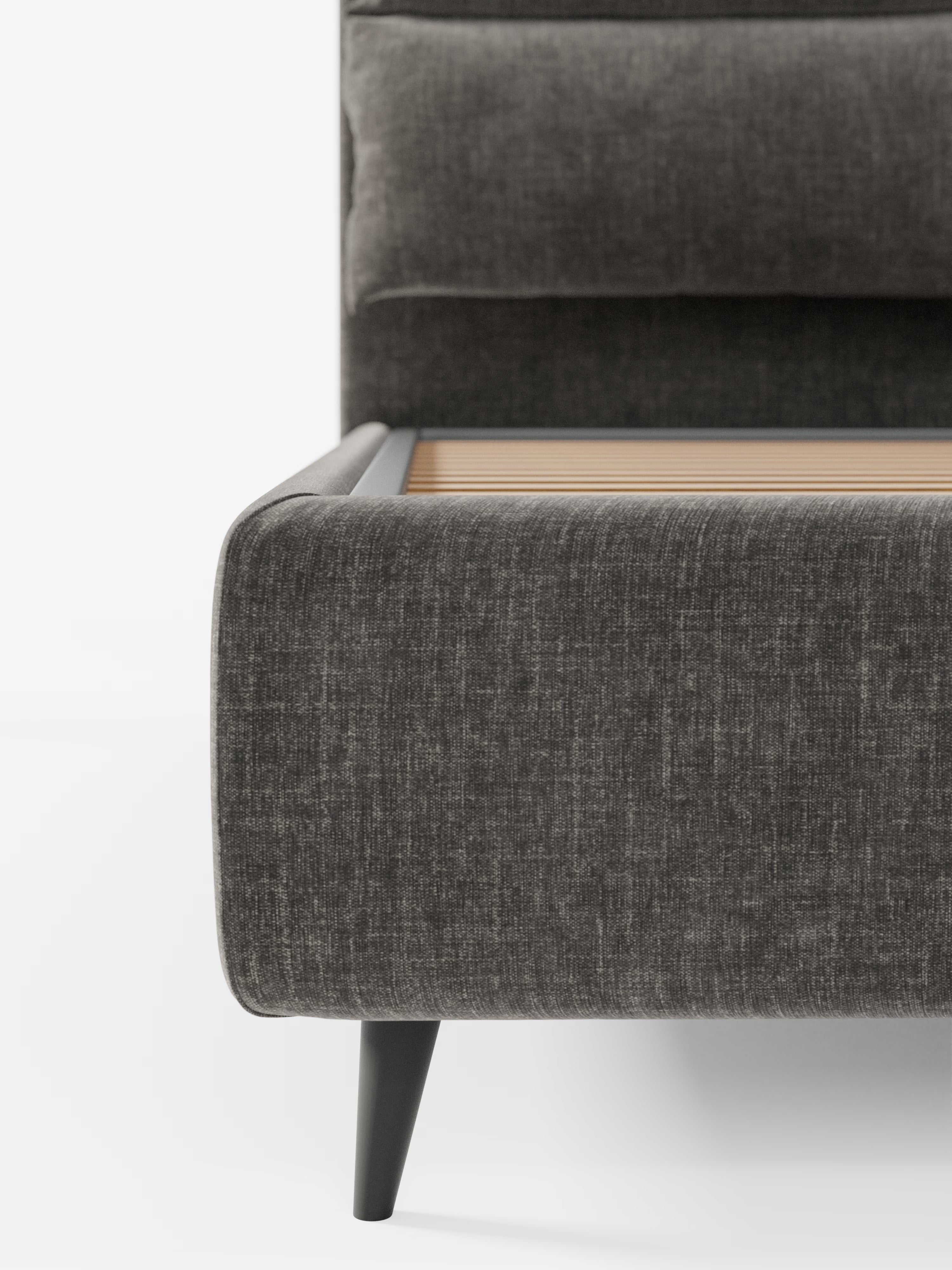 Jerry Upholstered storage bed with reclining cushions in stain-resistant chenille fabric Quick-Clean