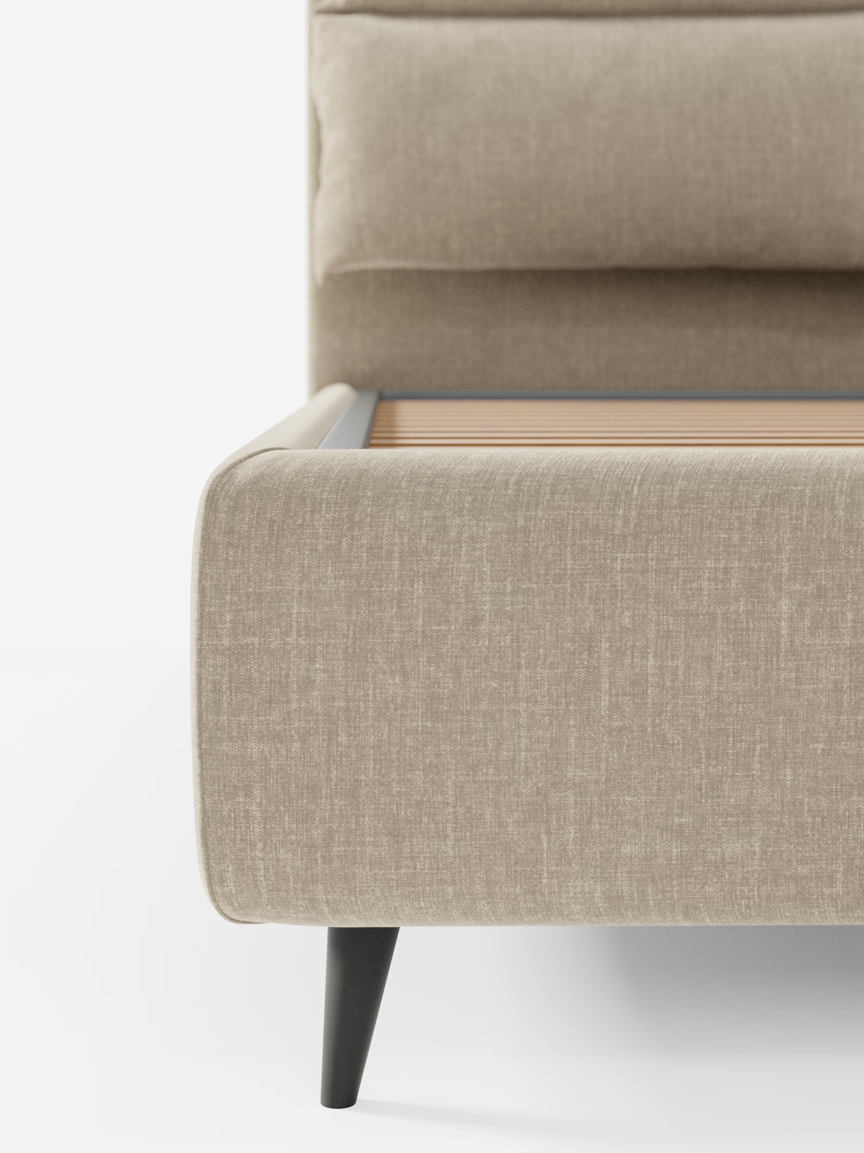 Jerry Upholstered storage bed with reclining cushions in stain-resistant chenille fabric Quick-Clean