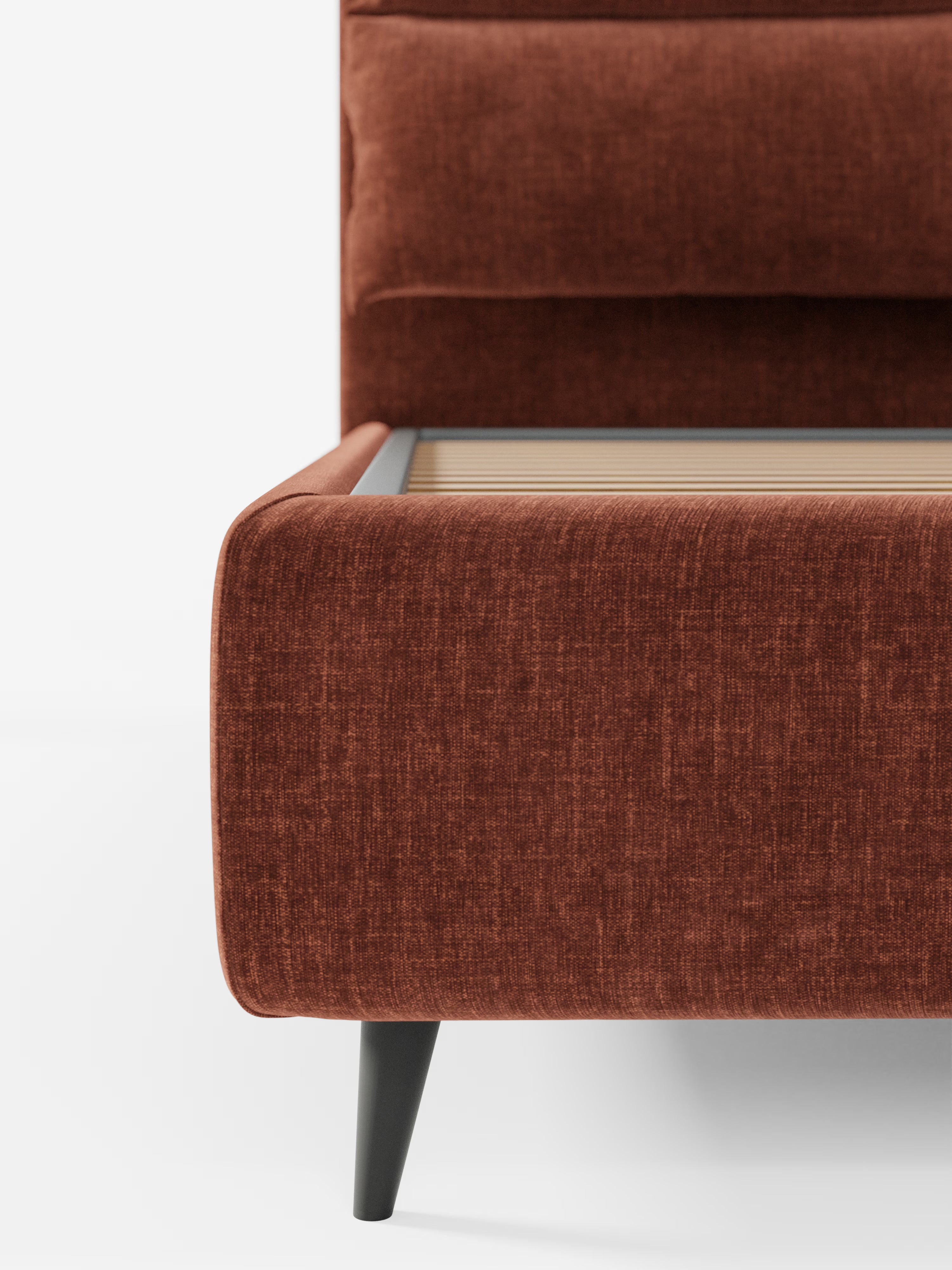 Jerry Upholstered storage bed with reclining cushions in stain-resistant chenille fabric Quick-Clean