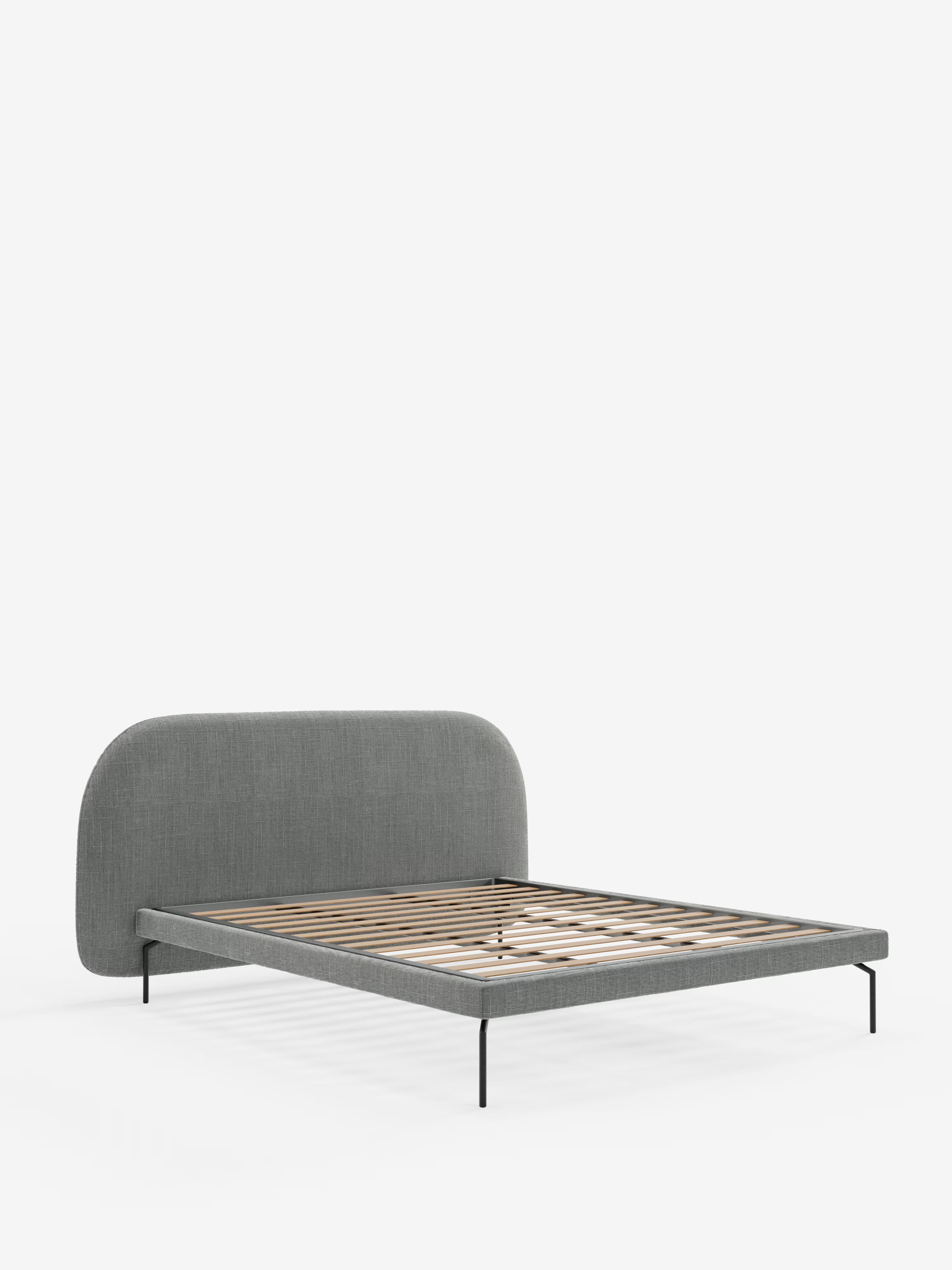 Soleil Cama acolchada de diseño con patas de metal y tejido jacquard antimanchas