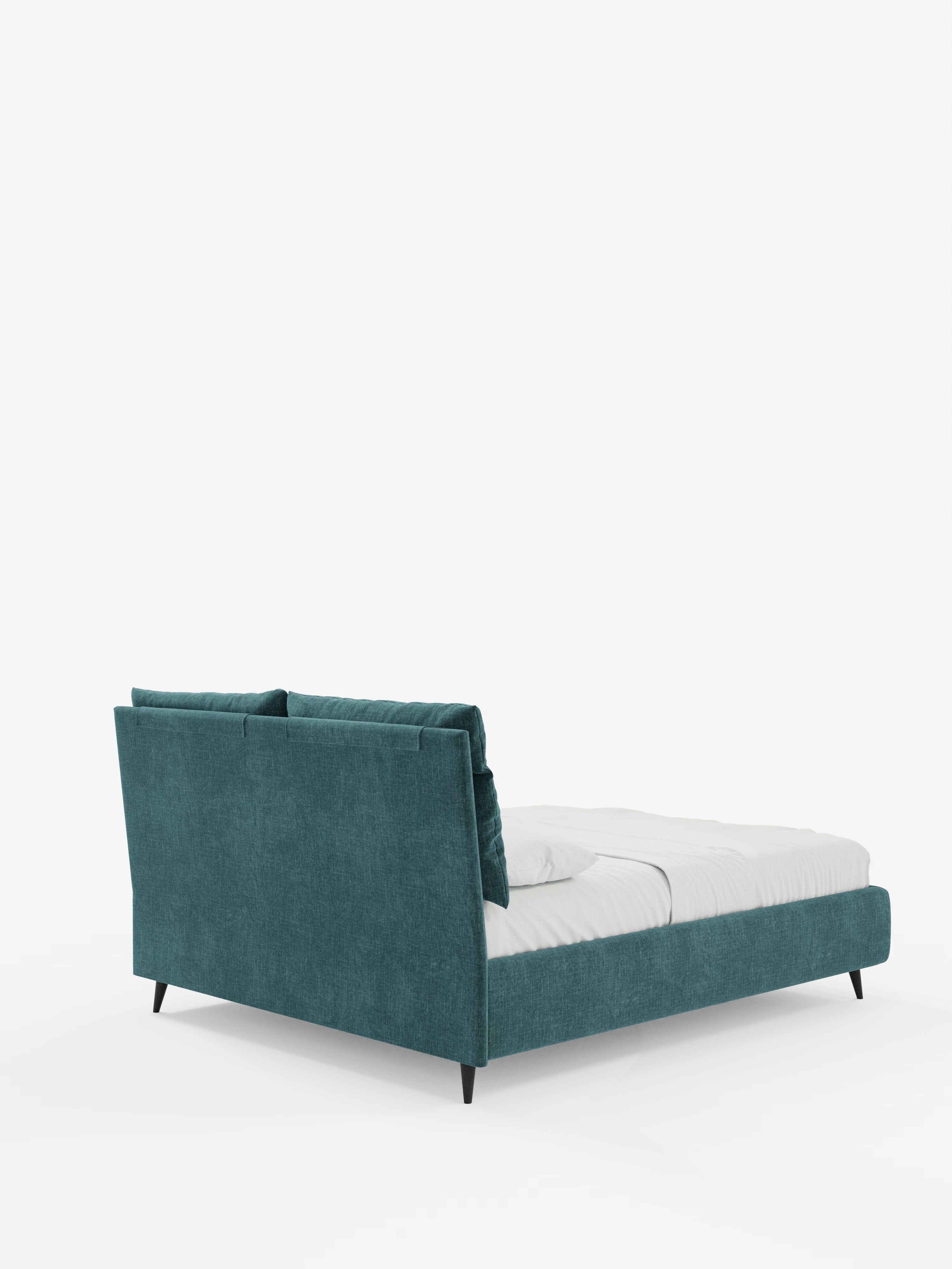 Jerry Upholstered storage bed with reclining cushions in stain-resistant chenille fabric Quick-Clean