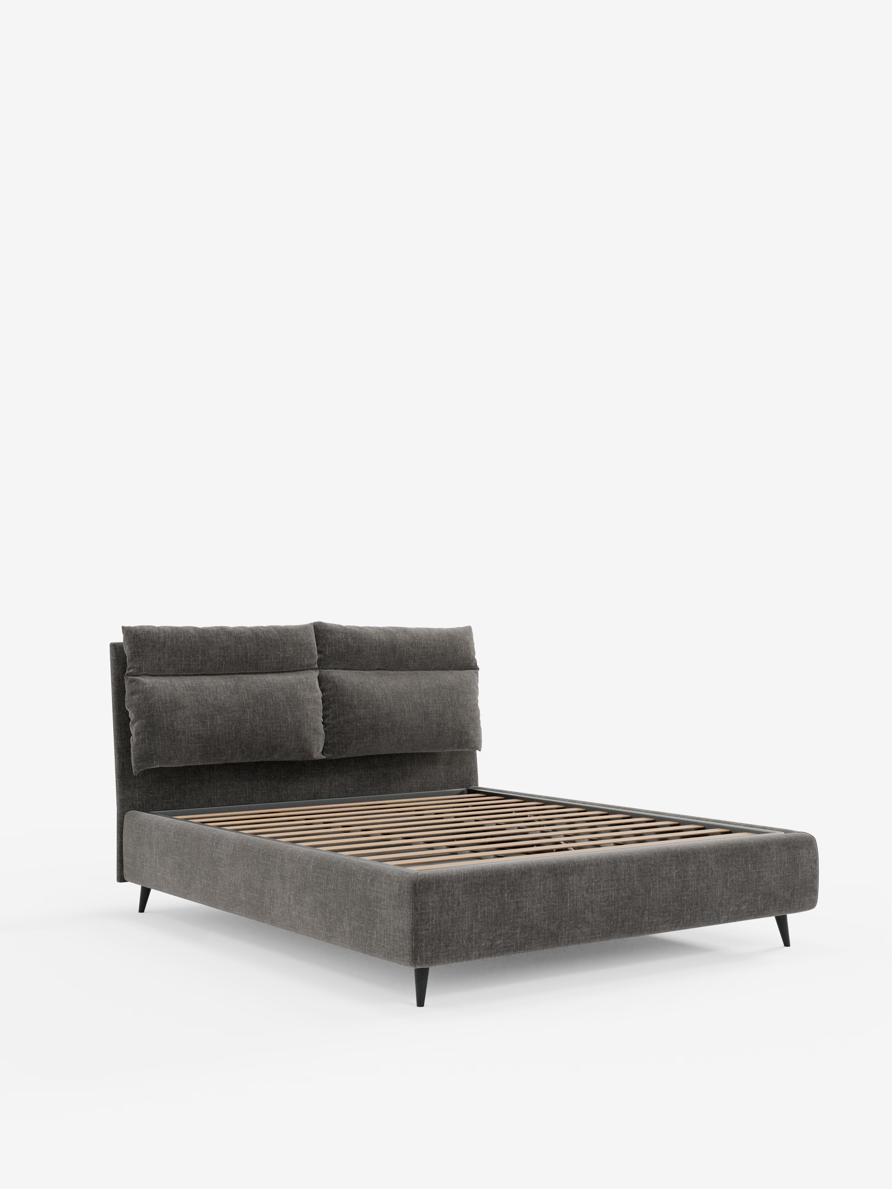 Jerry Upholstered storage bed with reclining cushions in stain-resistant chenille fabric Quick-Clean