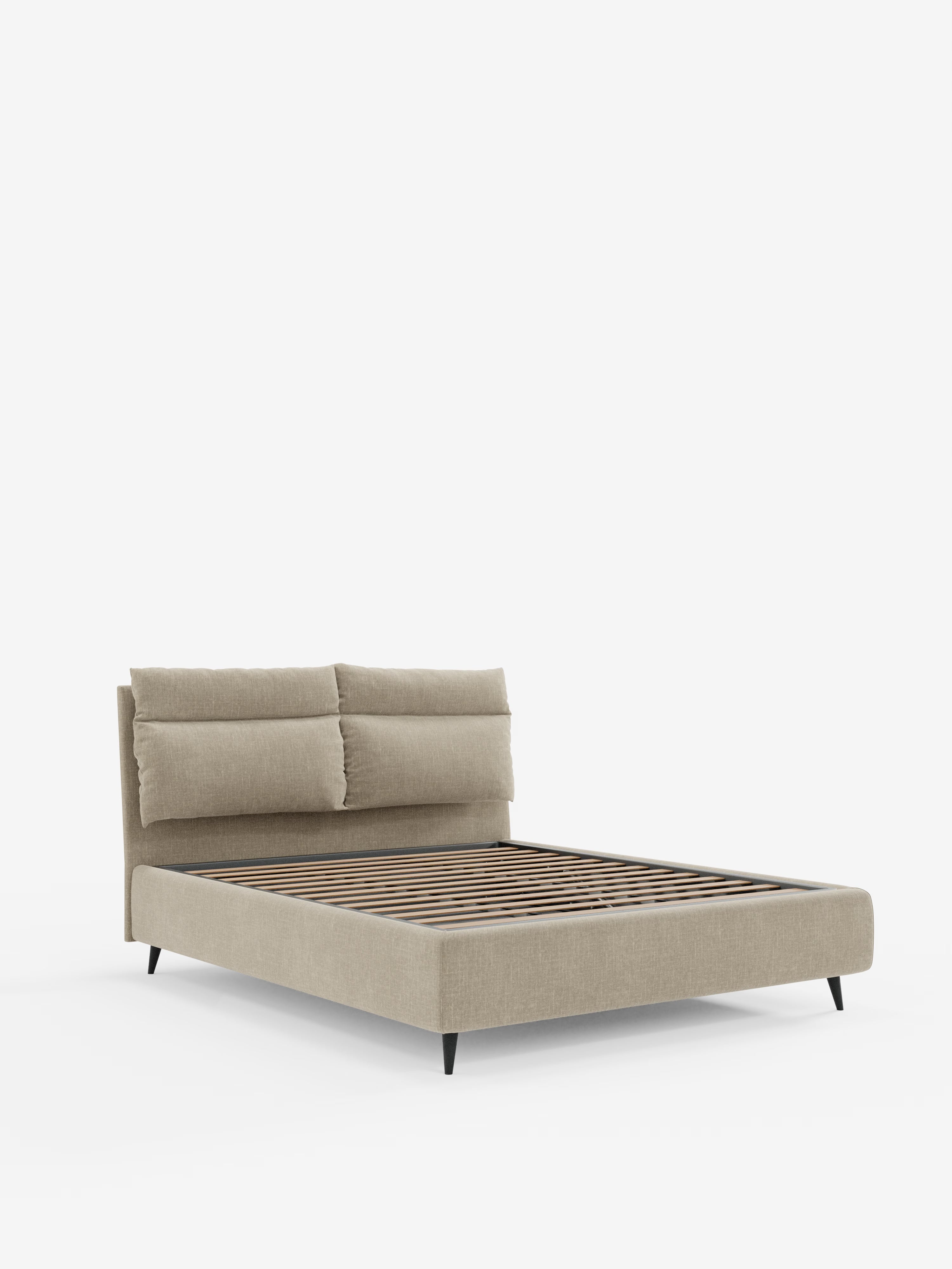 Jerry Upholstered storage bed with reclining cushions in stain-resistant chenille fabric Quick-Clean