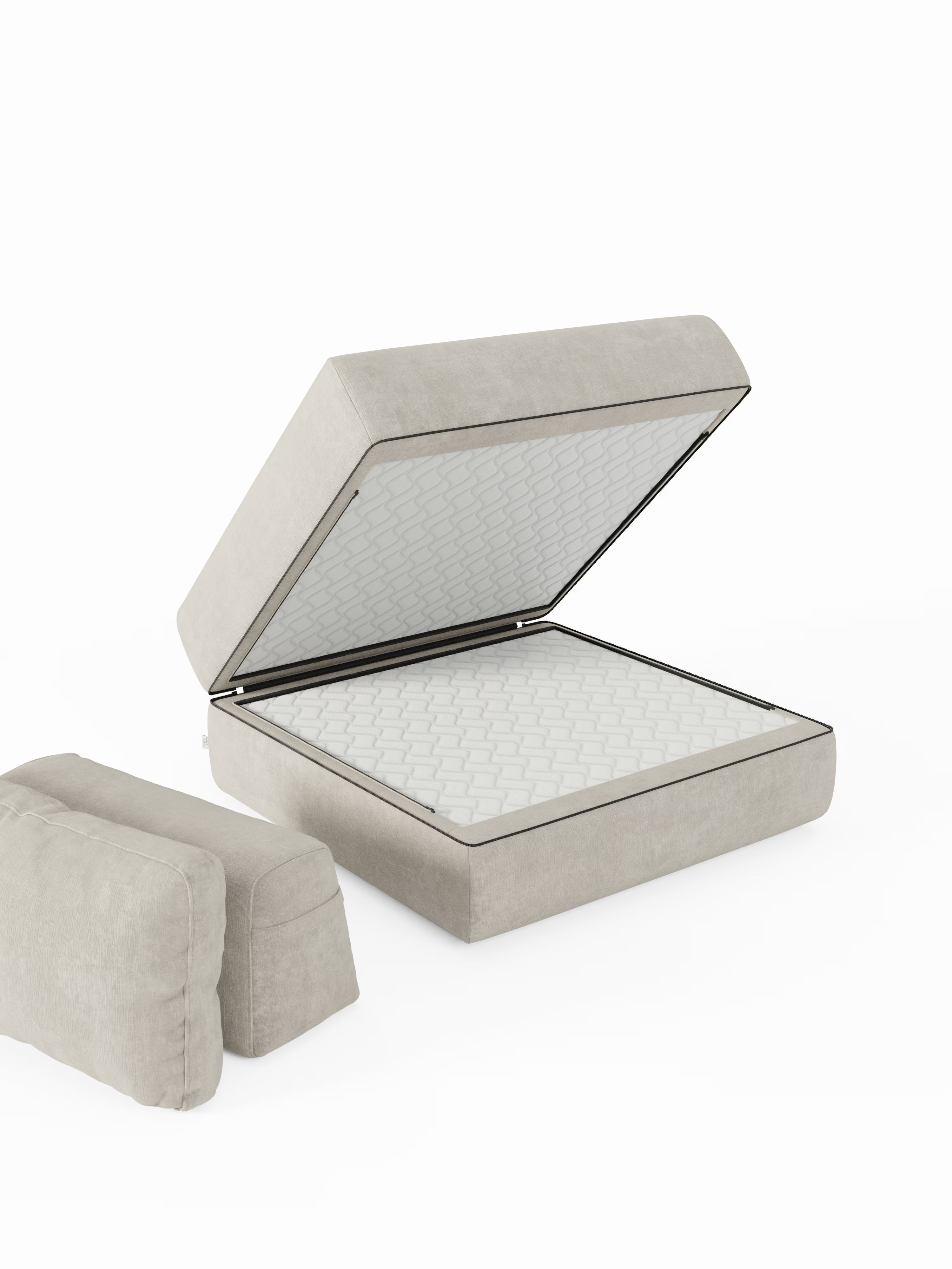 Rift Poltrona letto moderna in tessuto smacchiabile – materasso 22 cm con memory e schienale mobile