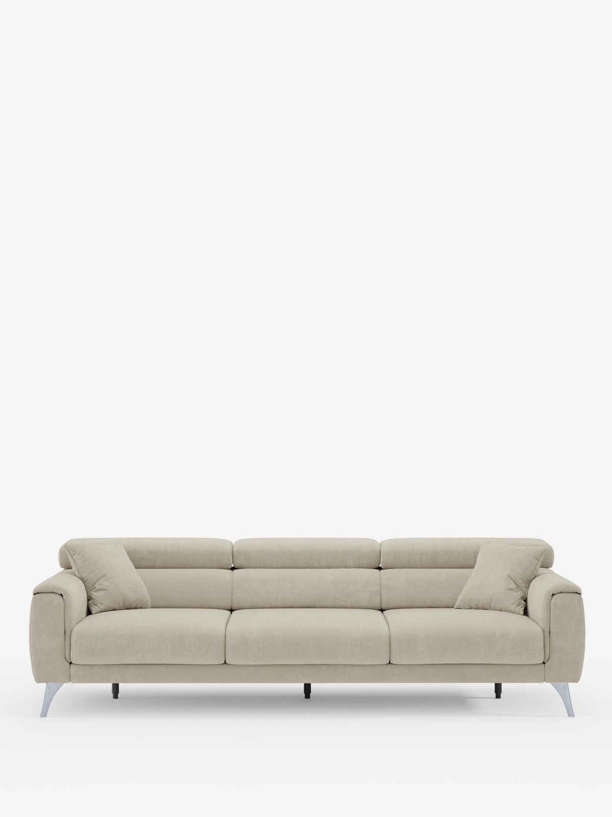 Caravaggio Sofa für 4 Personen mit drei ausziehbaren Sitzen und verstellbaren Kopfstützen aus fleckenabweisendem Stoff