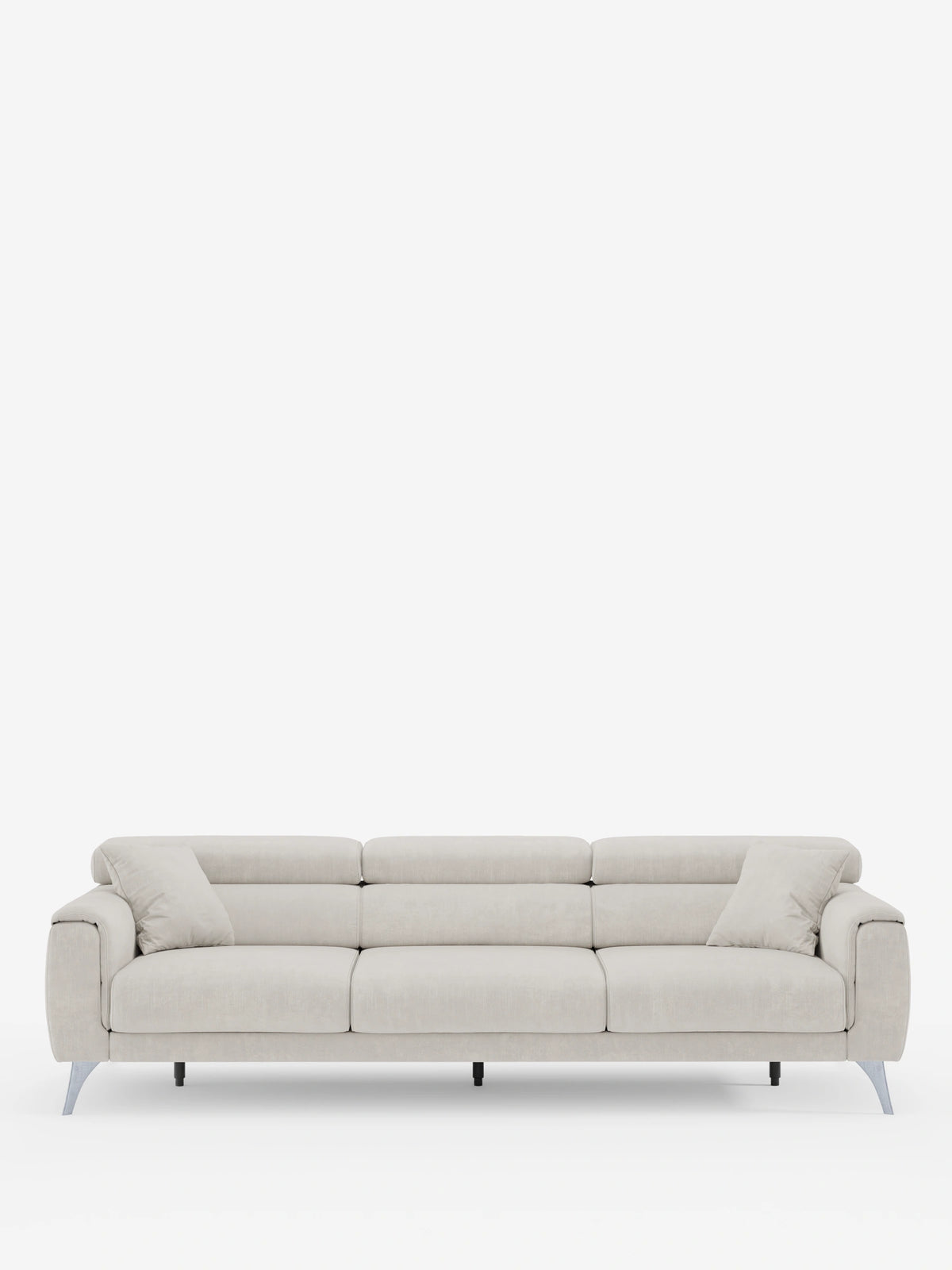 Caravaggio Sofa für 4 Personen mit drei ausziehbaren Sitzen und verstellbaren Kopfstützen aus fleckenabweisendem Stoff