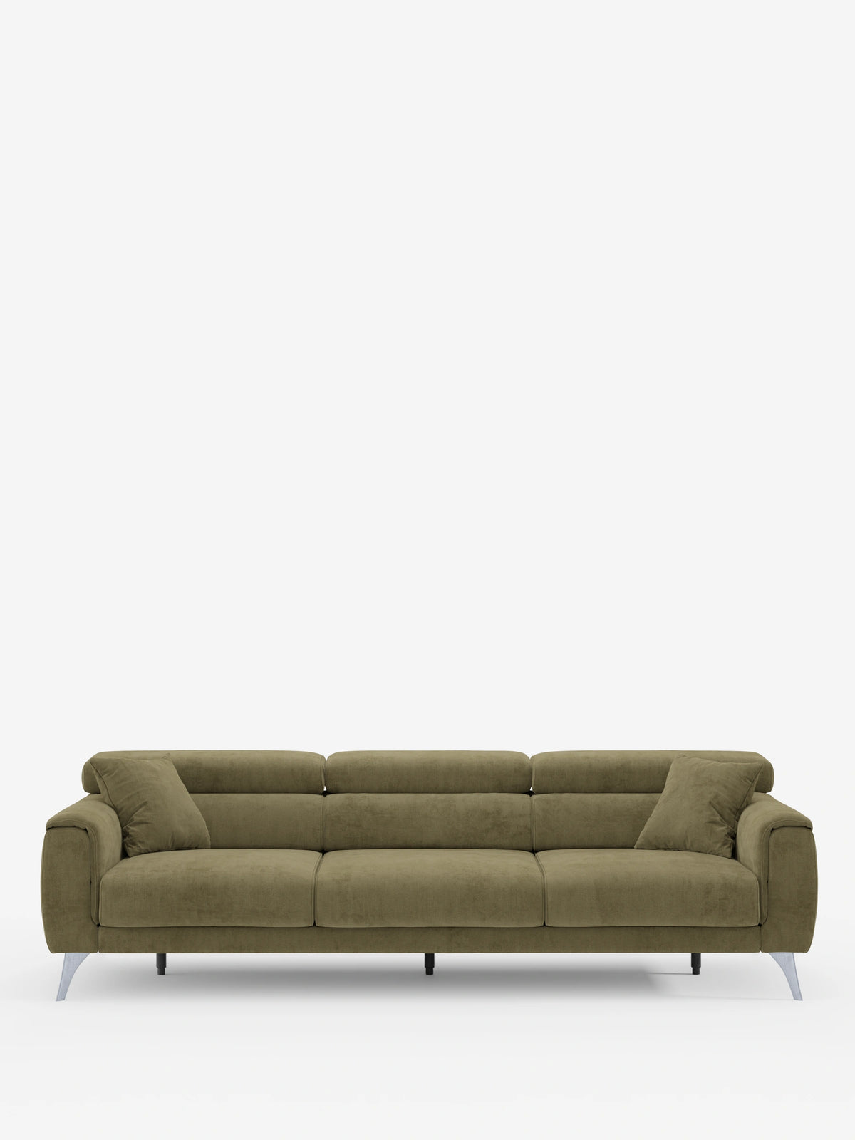 Caravaggio Sofa für 4 Personen mit drei ausziehbaren Sitzen und verstellbaren Kopfstützen aus fleckenabweisendem Stoff