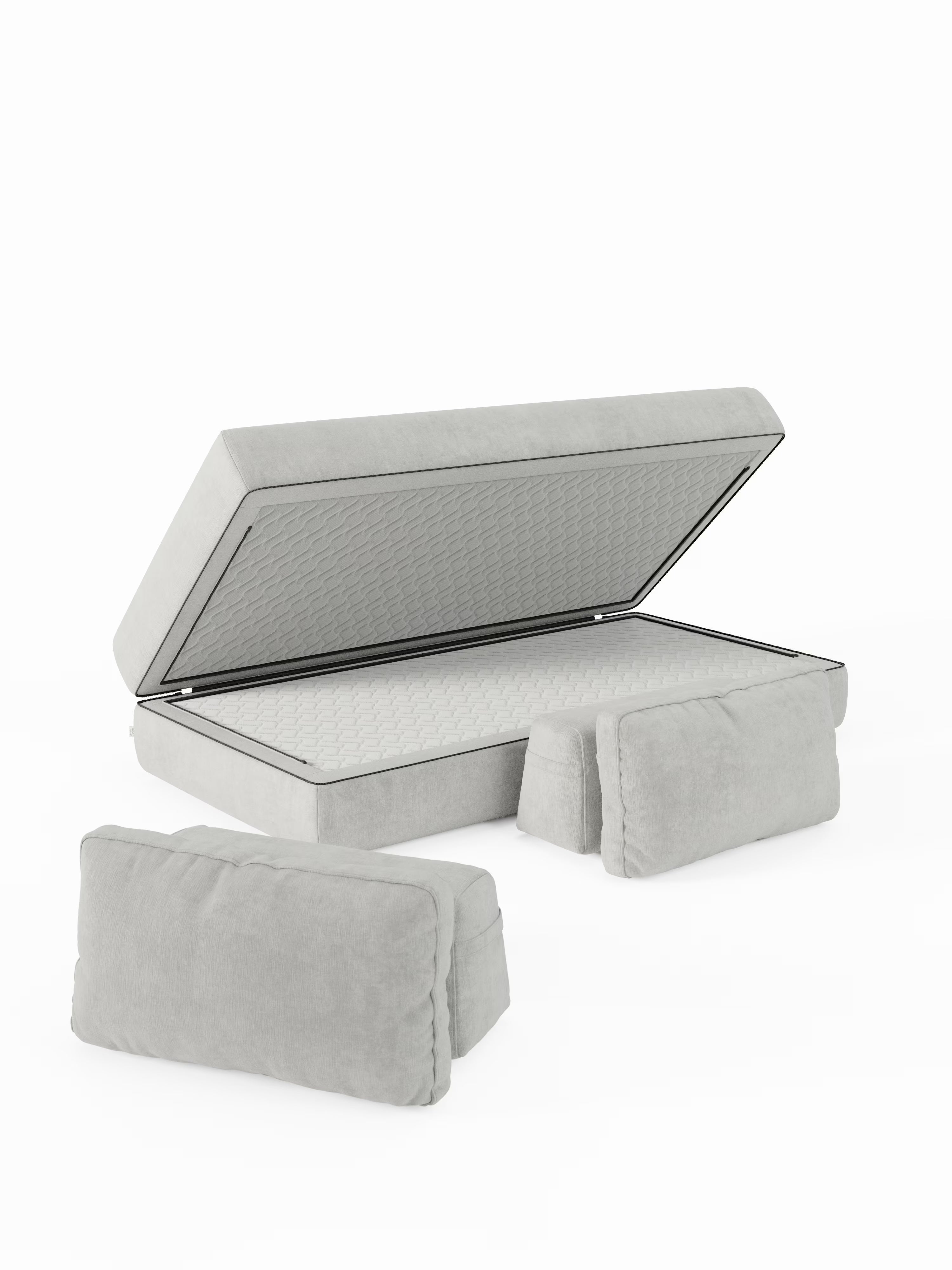 Rift Divano letto matrimoniale 3 posti moderno in tessuto smacchiabile – materasso 22 cm memory e schienali mobili