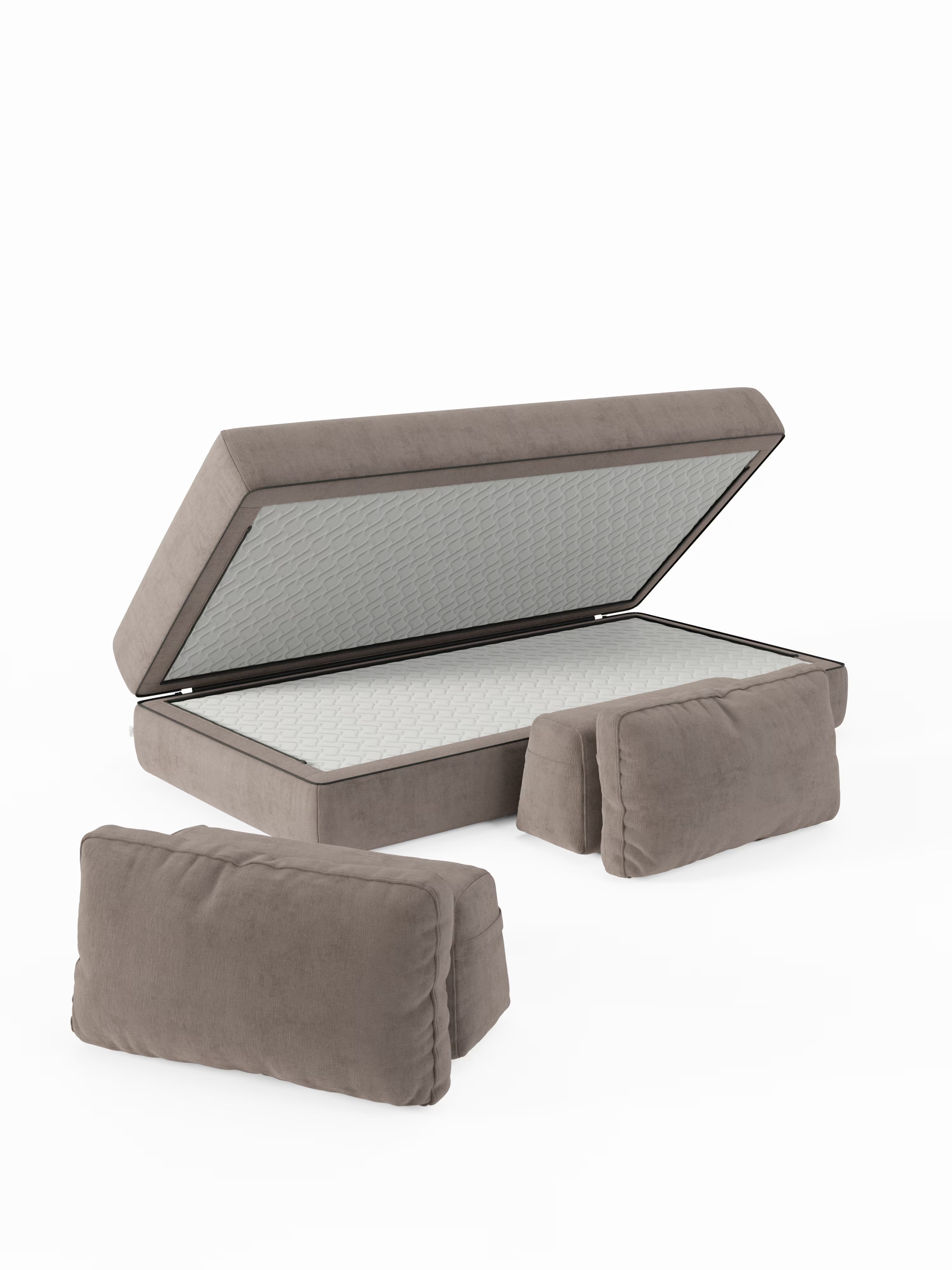 Rift Divano letto matrimoniale 3 posti moderno in tessuto smacchiabile – materasso 22 cm memory e schienali mobili