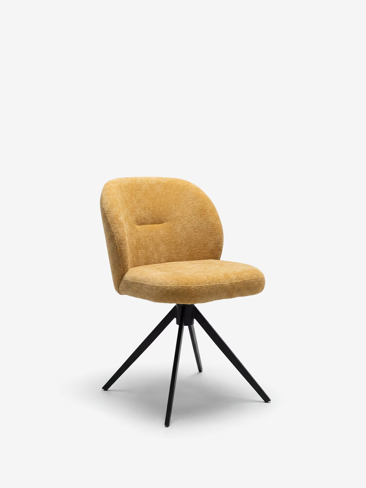 Alba Sedia imbottita in tessuto effetto cotone certificato Oeko-tex con base in metallo nero