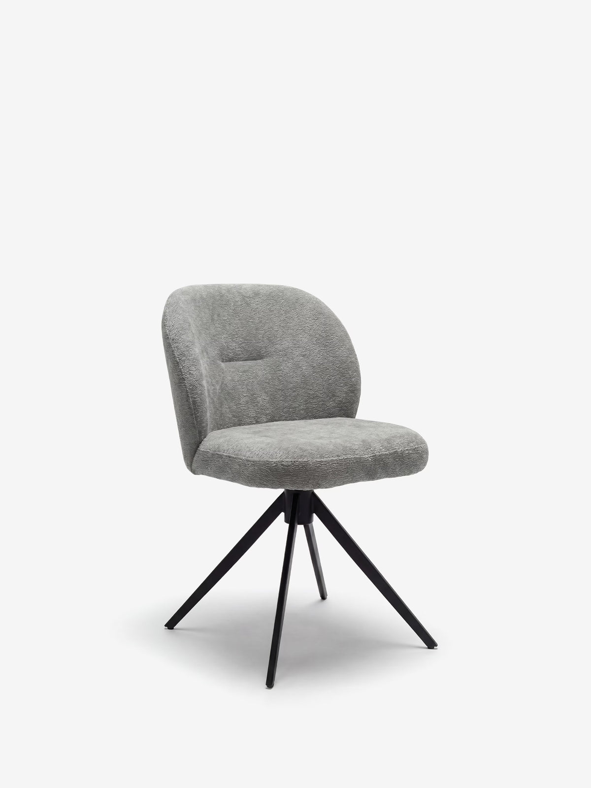 Alba upholstered chair in soft ochre yellow fabric with black metal base