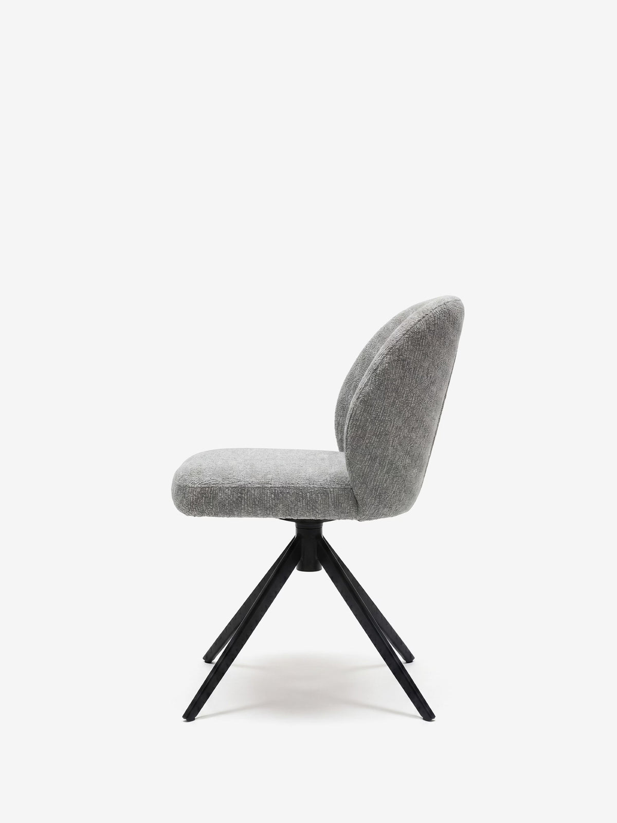 Alba upholstered chair in soft ochre yellow fabric with black metal base