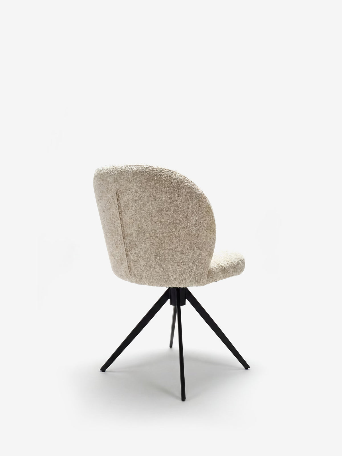 Alba upholstered chair in soft ochre yellow fabric with black metal base