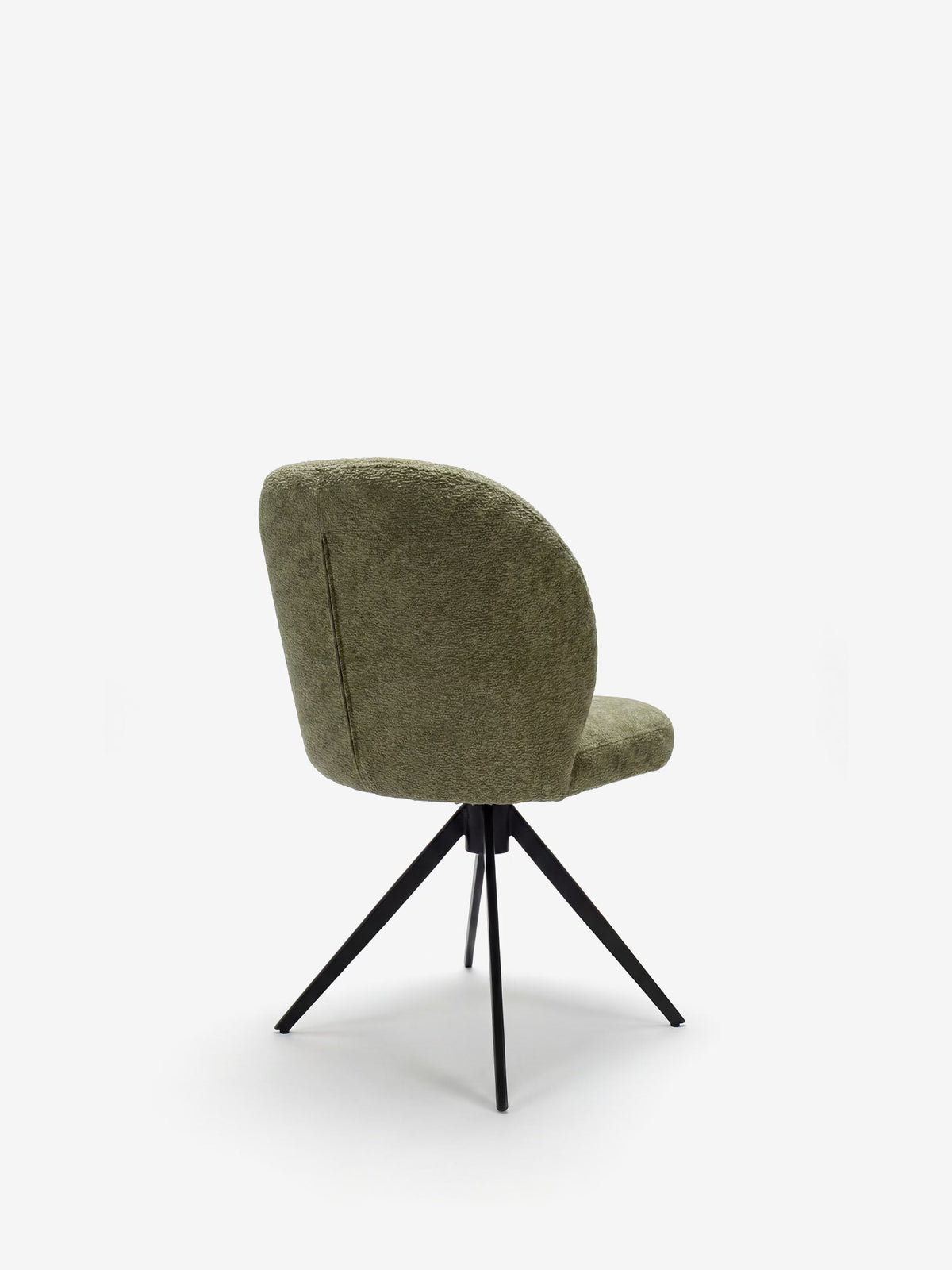 Alba upholstered chair in soft ochre yellow fabric with black metal base