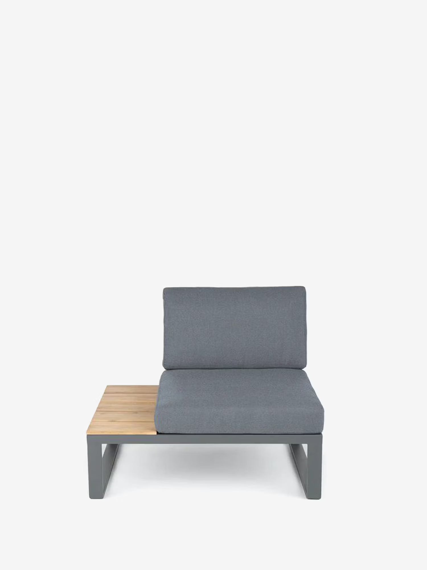 Orion Set lounge angular de exterior de acacia y aluminio antracita con mesa de centro