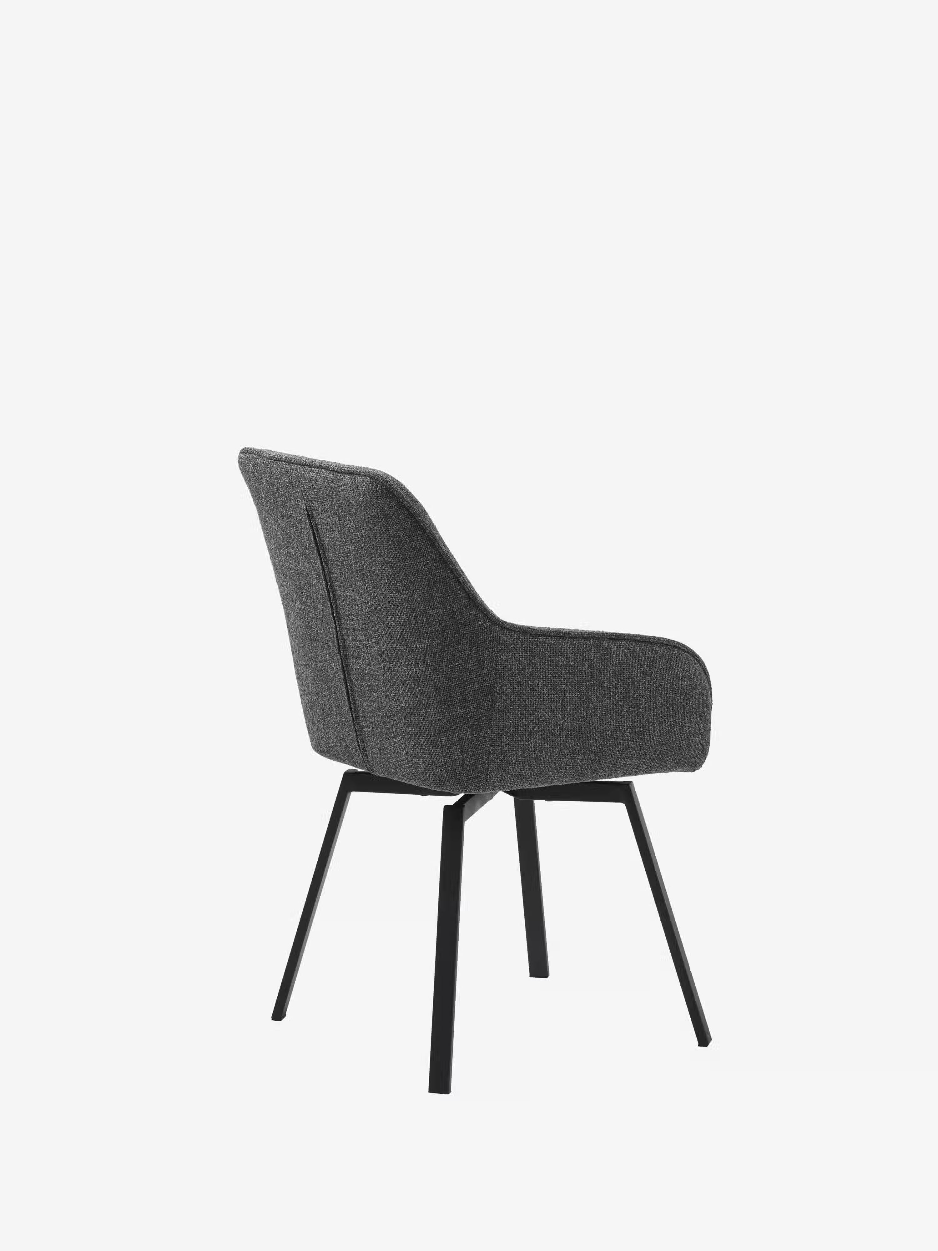 Alma silla giratoria tapizada en tela bouclé melange con base de metal negro
