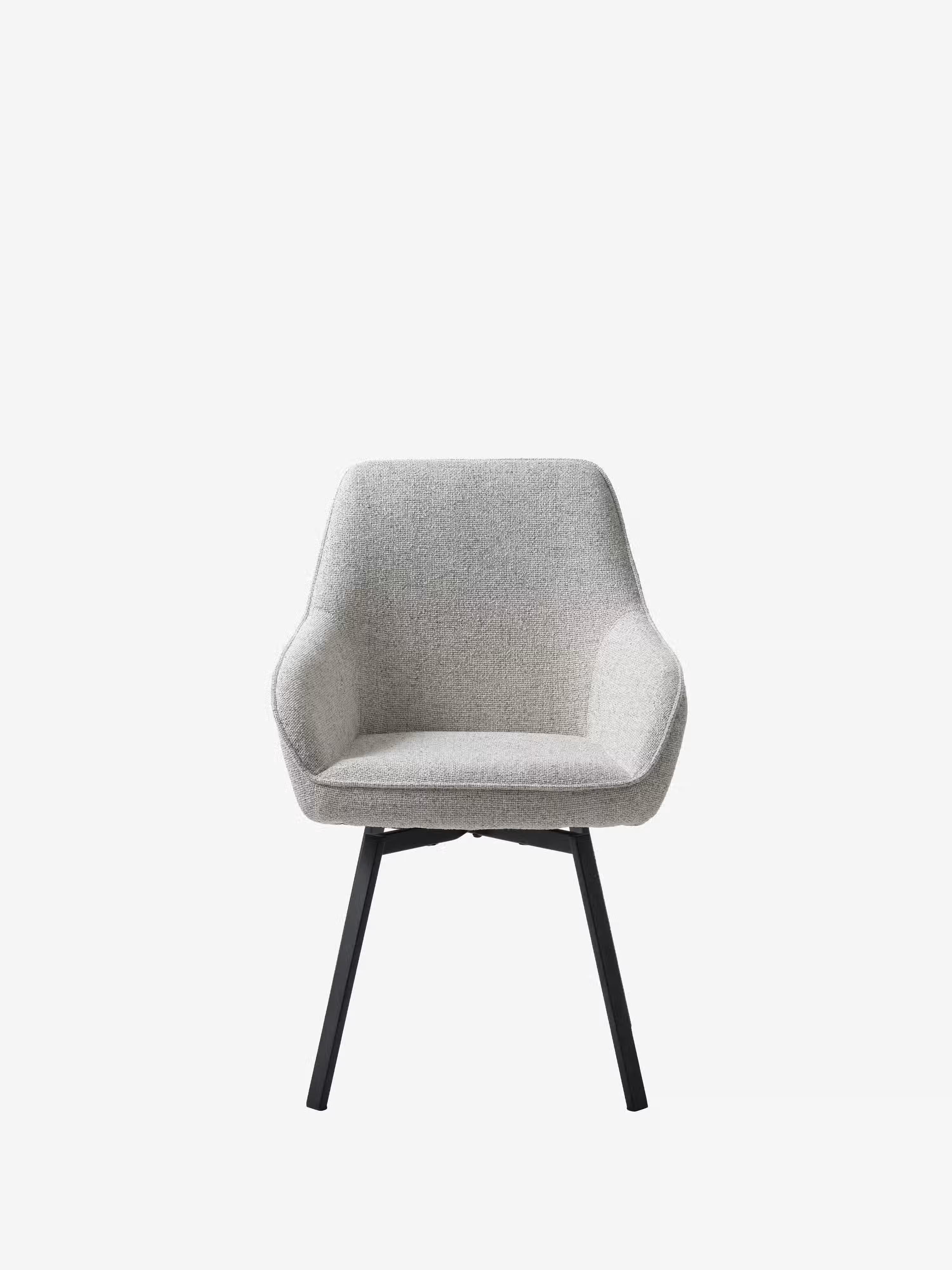 Alma silla giratoria tapizada en tela bouclé melange con base de metal negro