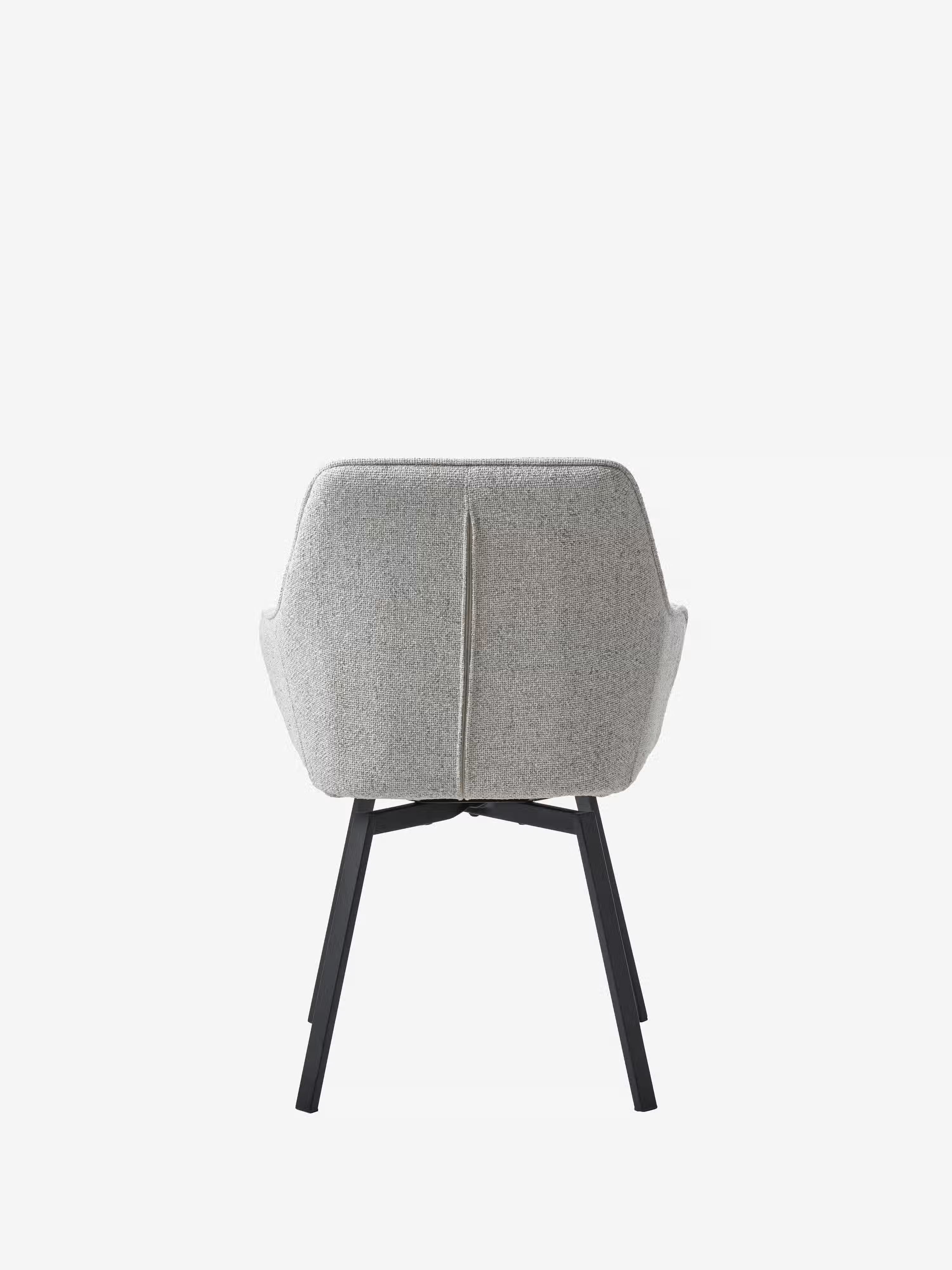 Alma silla giratoria tapizada en tela bouclé melange con base de metal negro