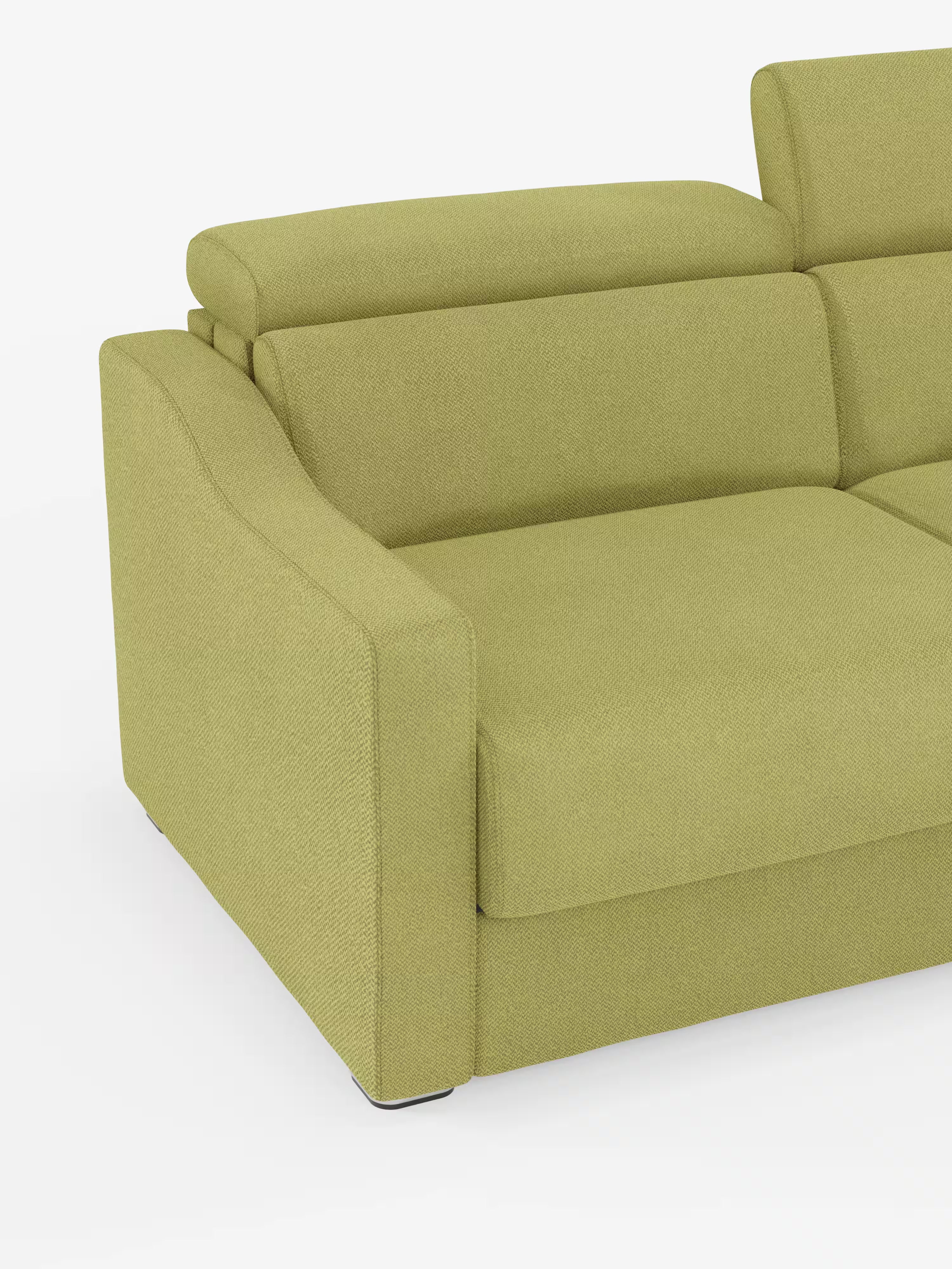 Amber sofá cama moderno en tejido antimanchas verde - desenfundable y con reposacabezas reclinables