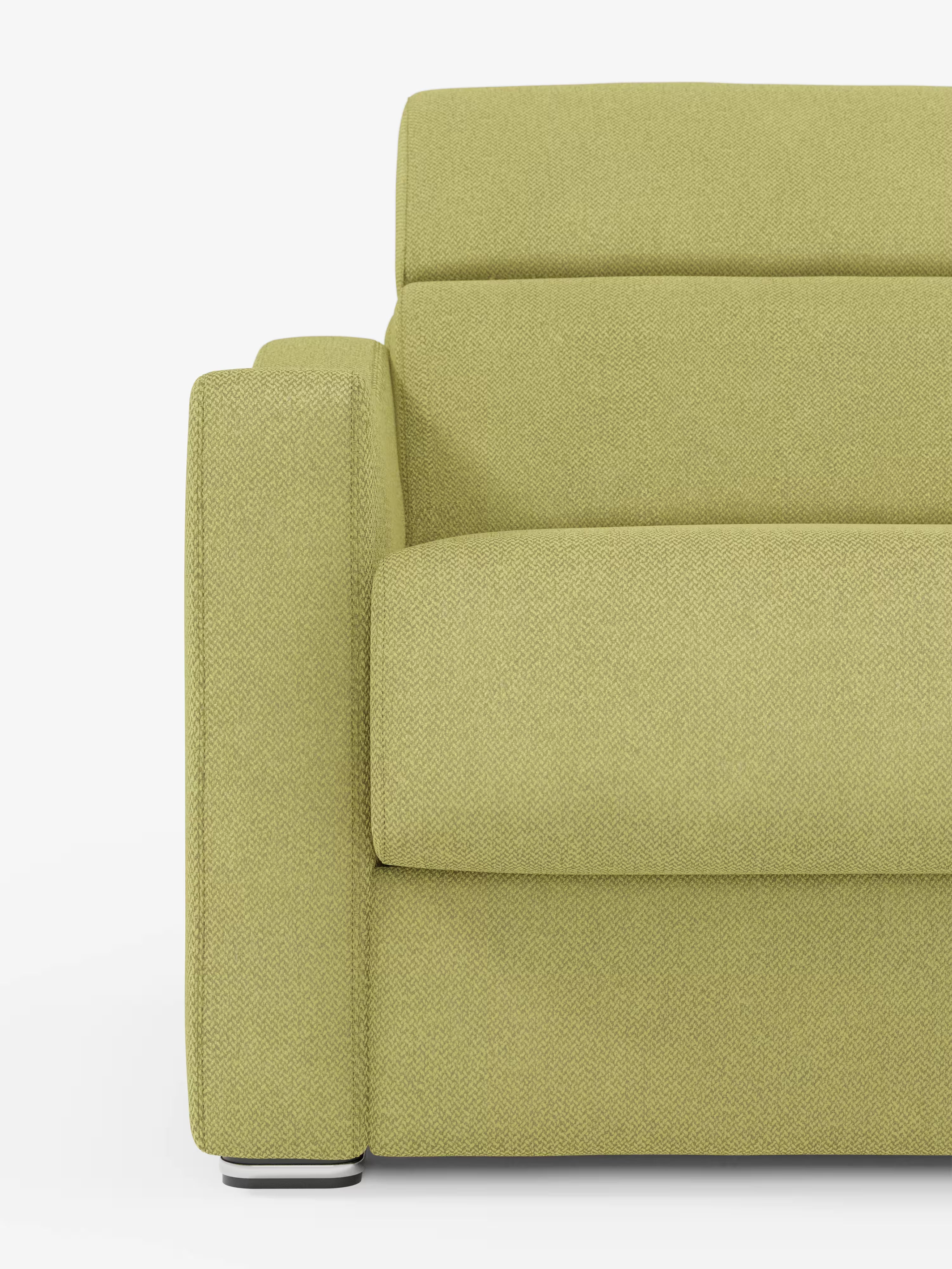 Amber sofá cama moderno en tejido antimanchas verde - desenfundable y con reposacabezas reclinables