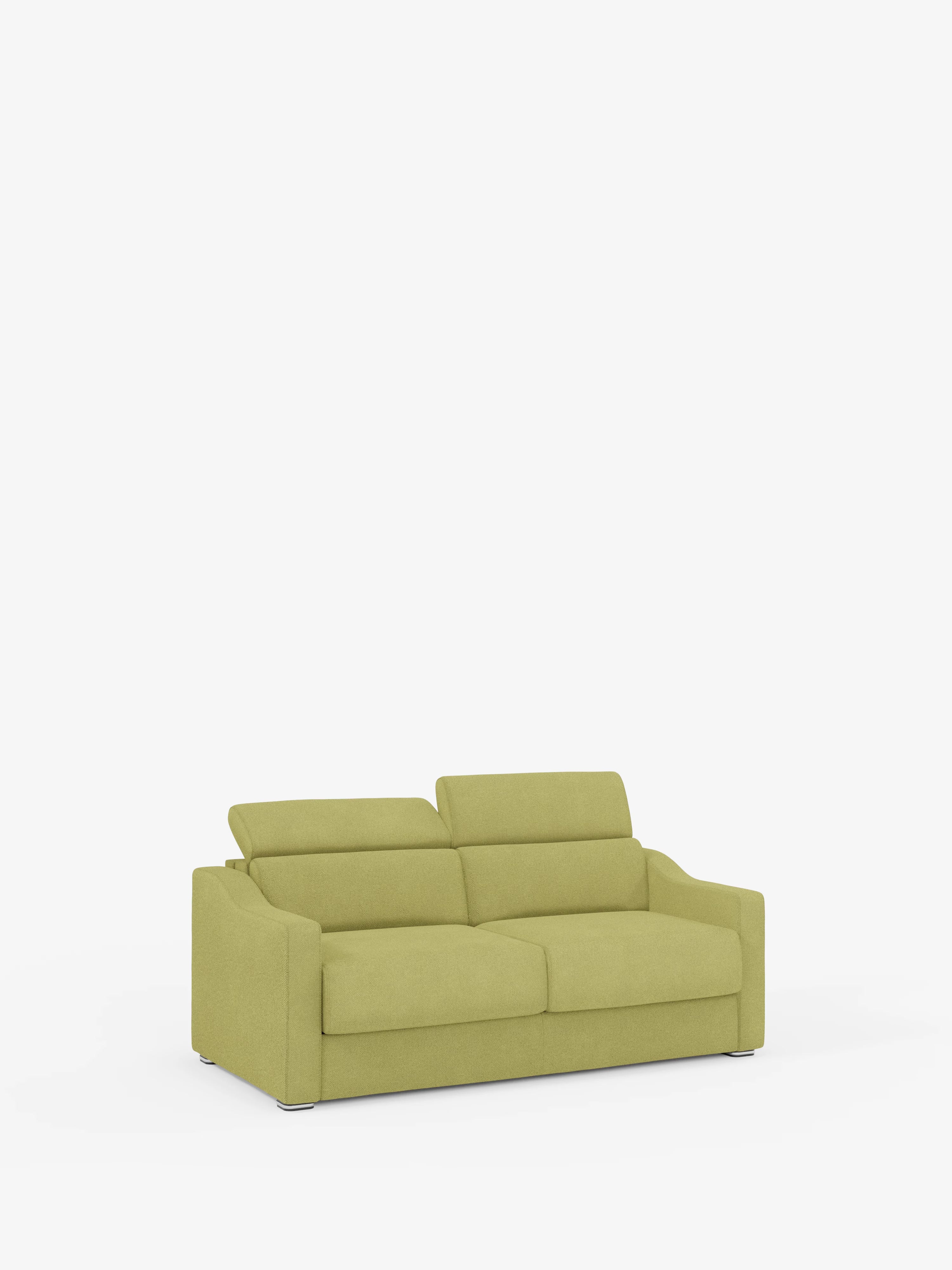 Amber sofá cama moderno en tejido antimanchas verde - desenfundable y con reposacabezas reclinables