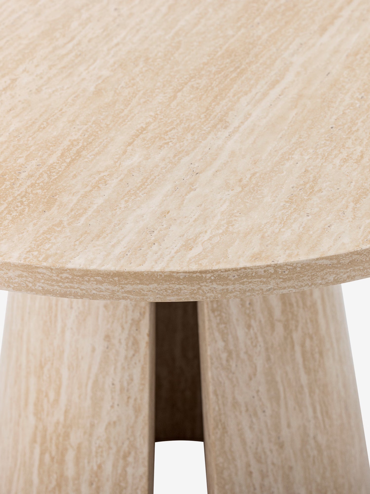 Ames Mesa de comedor redonda de MDF efecto travertino natural Ø90 cm