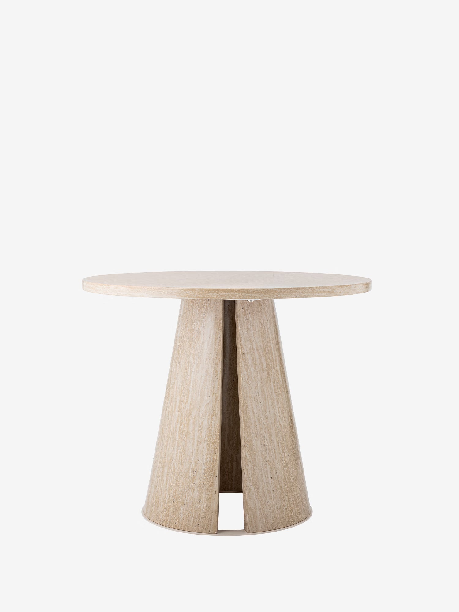Ames Mesa de comedor redonda de MDF efecto travertino natural Ø90 cm