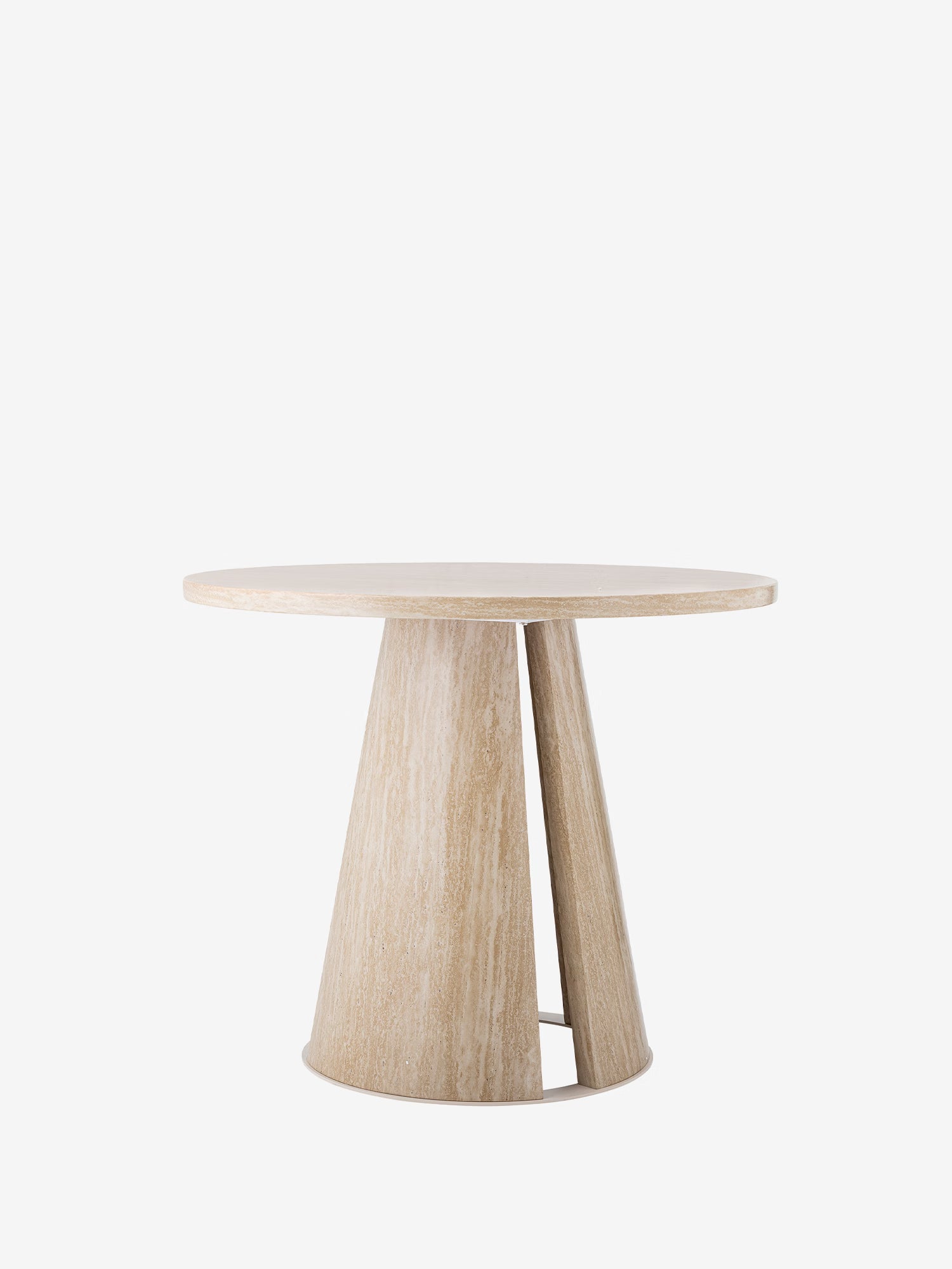 Ames Mesa de comedor redonda de MDF efecto travertino natural Ø90 cm