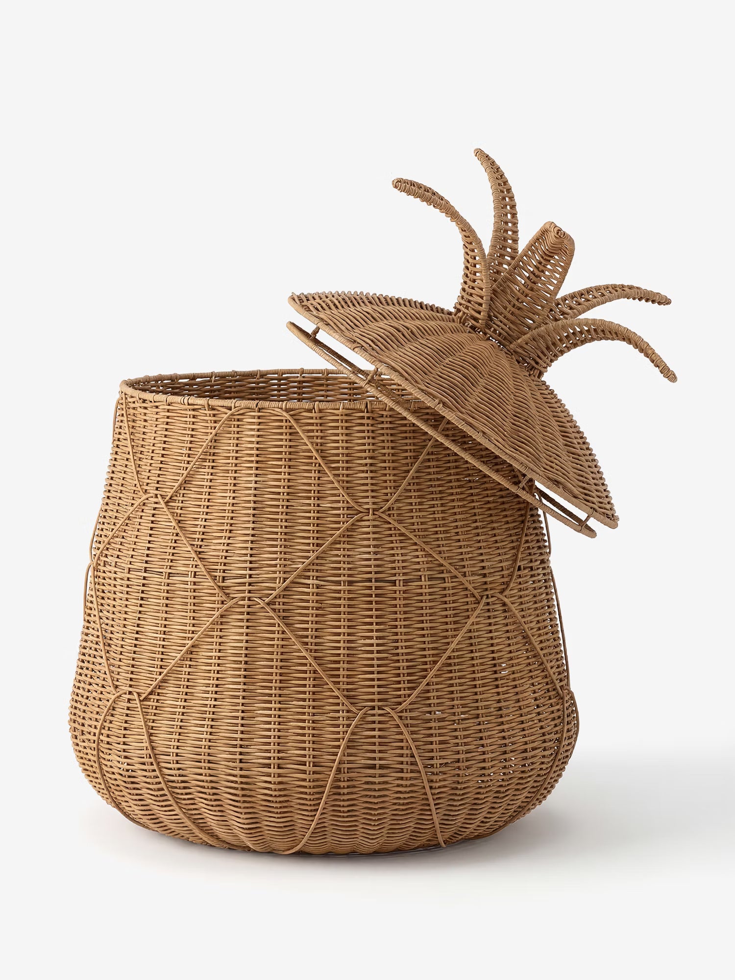 Anann Natural polyrattan storage basket with pineapple design lid
