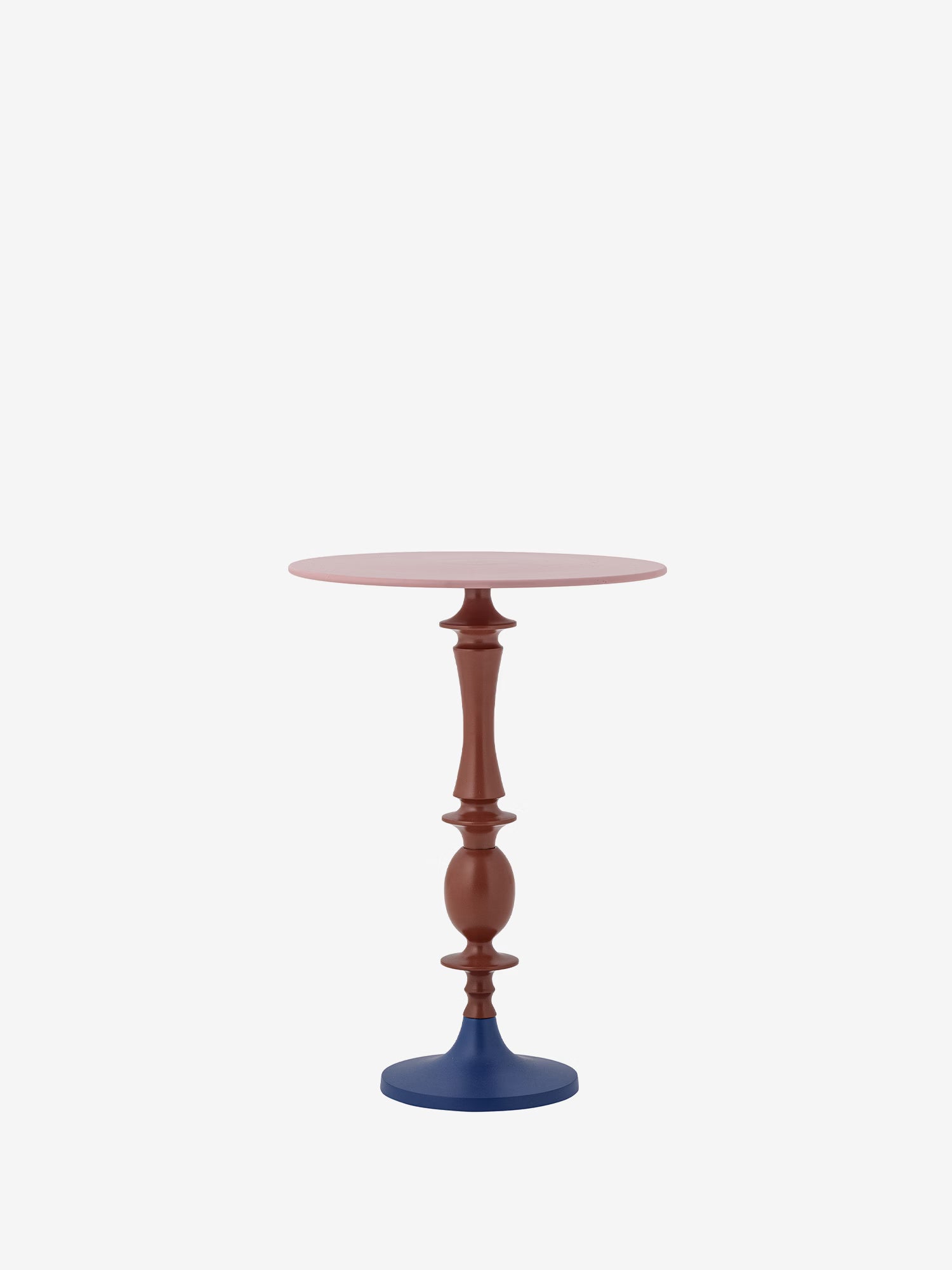 Annan Round side table Ø37 cm in red aluminum with multicolor sculptural base