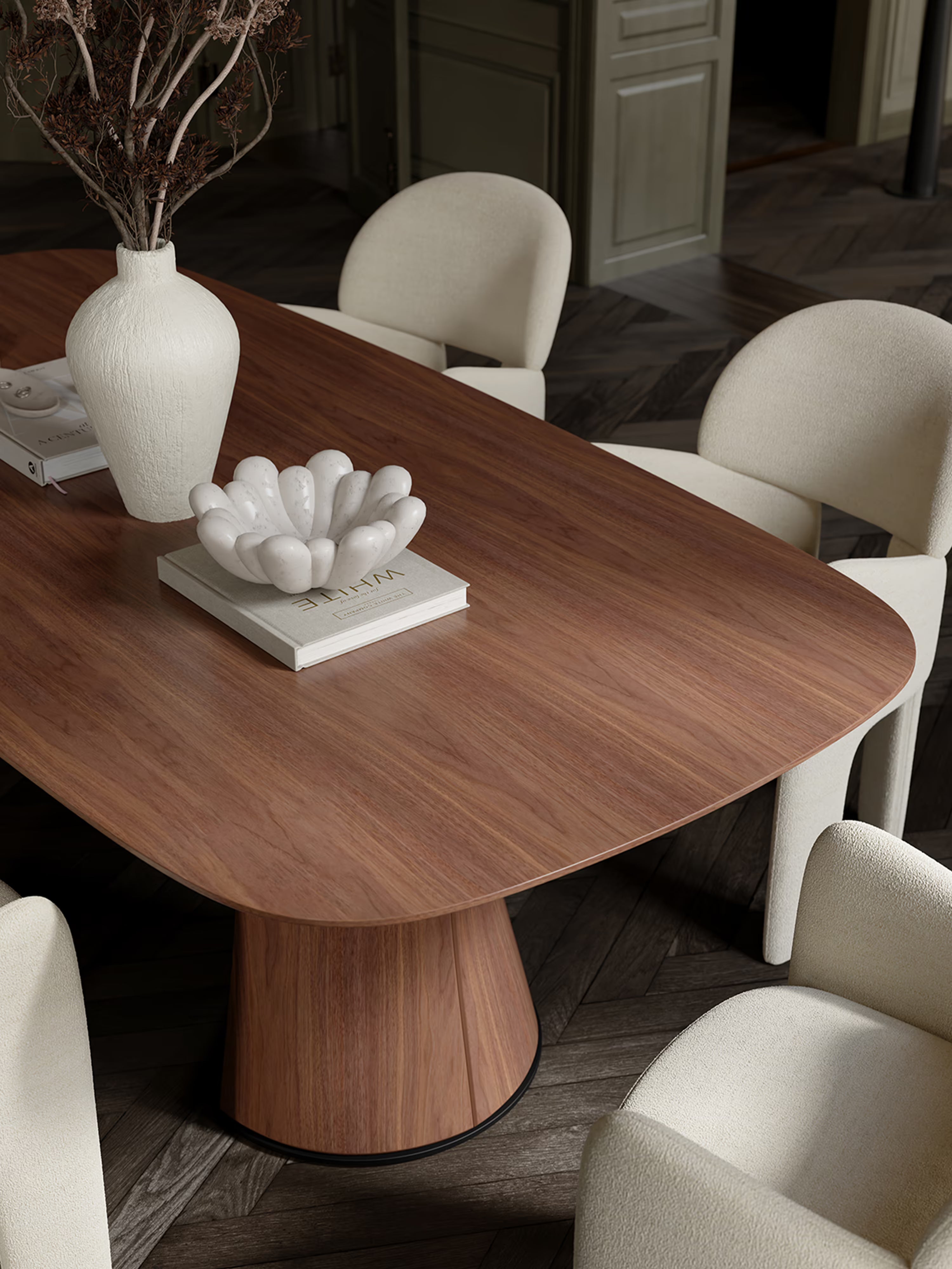 Aole silla en bouclé de diseño escultórico - sillón para comedor en varios colores