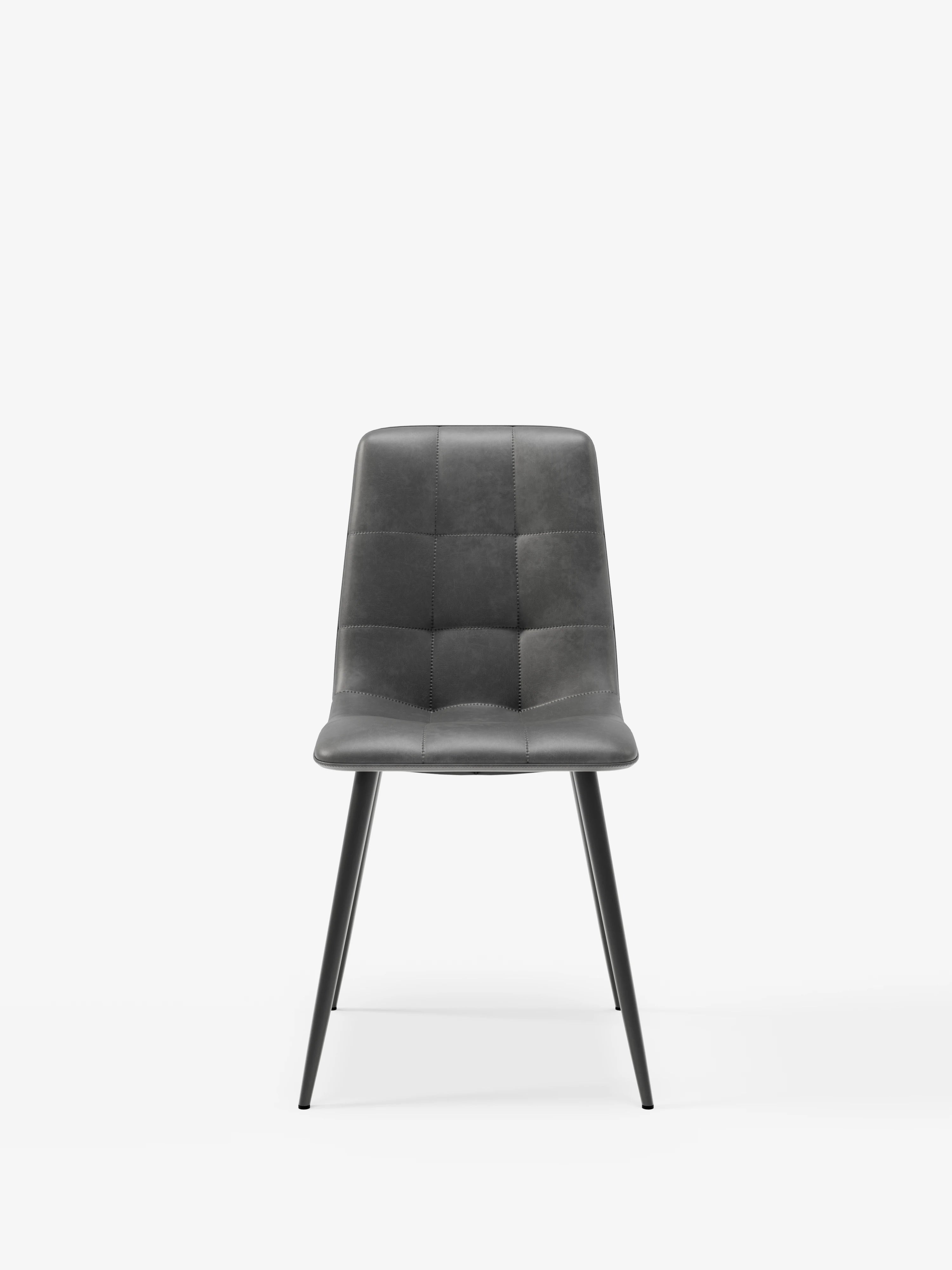 Arca anthracite eco-leather chair with black painted metal legs