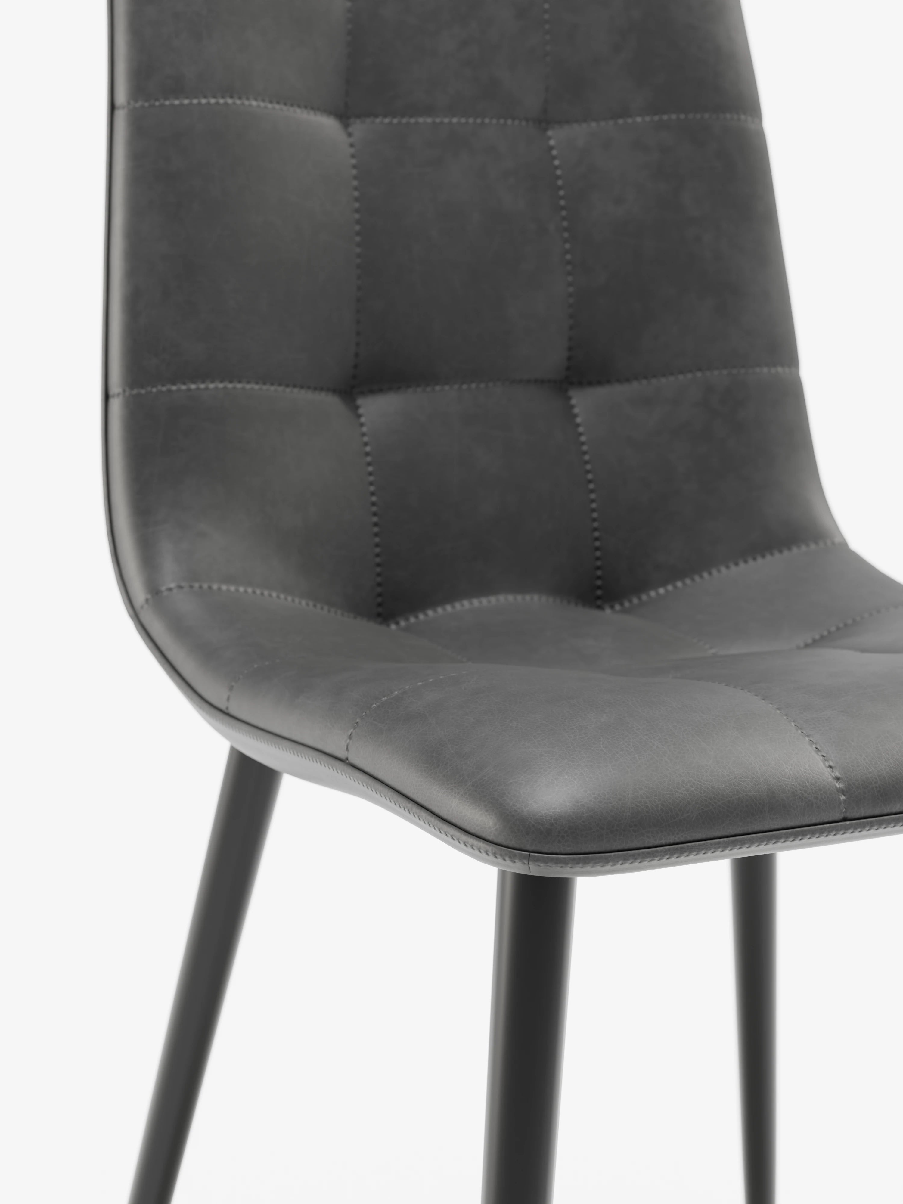 Arca silla de ecopiel antracita con patas de metal pintado negro
