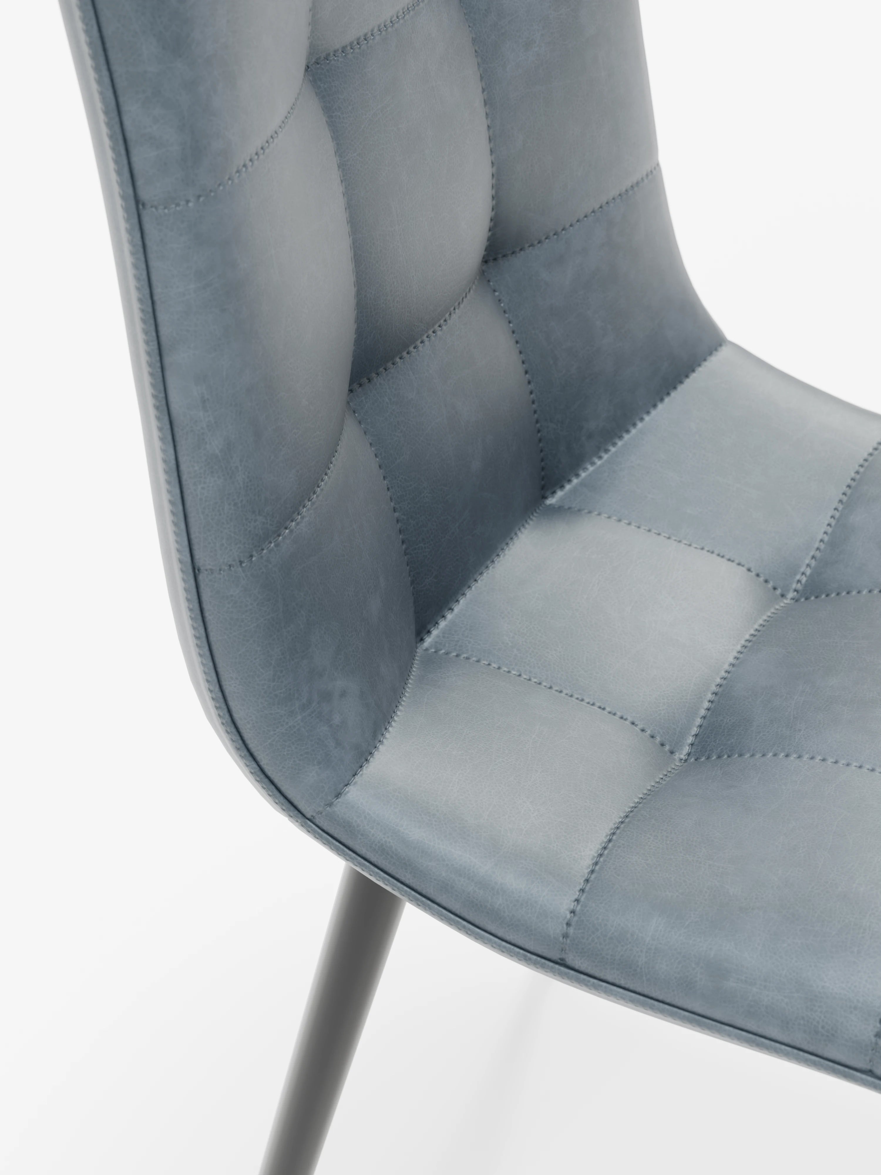 Arca silla de ecopiel azul con patas de metal pintado negro