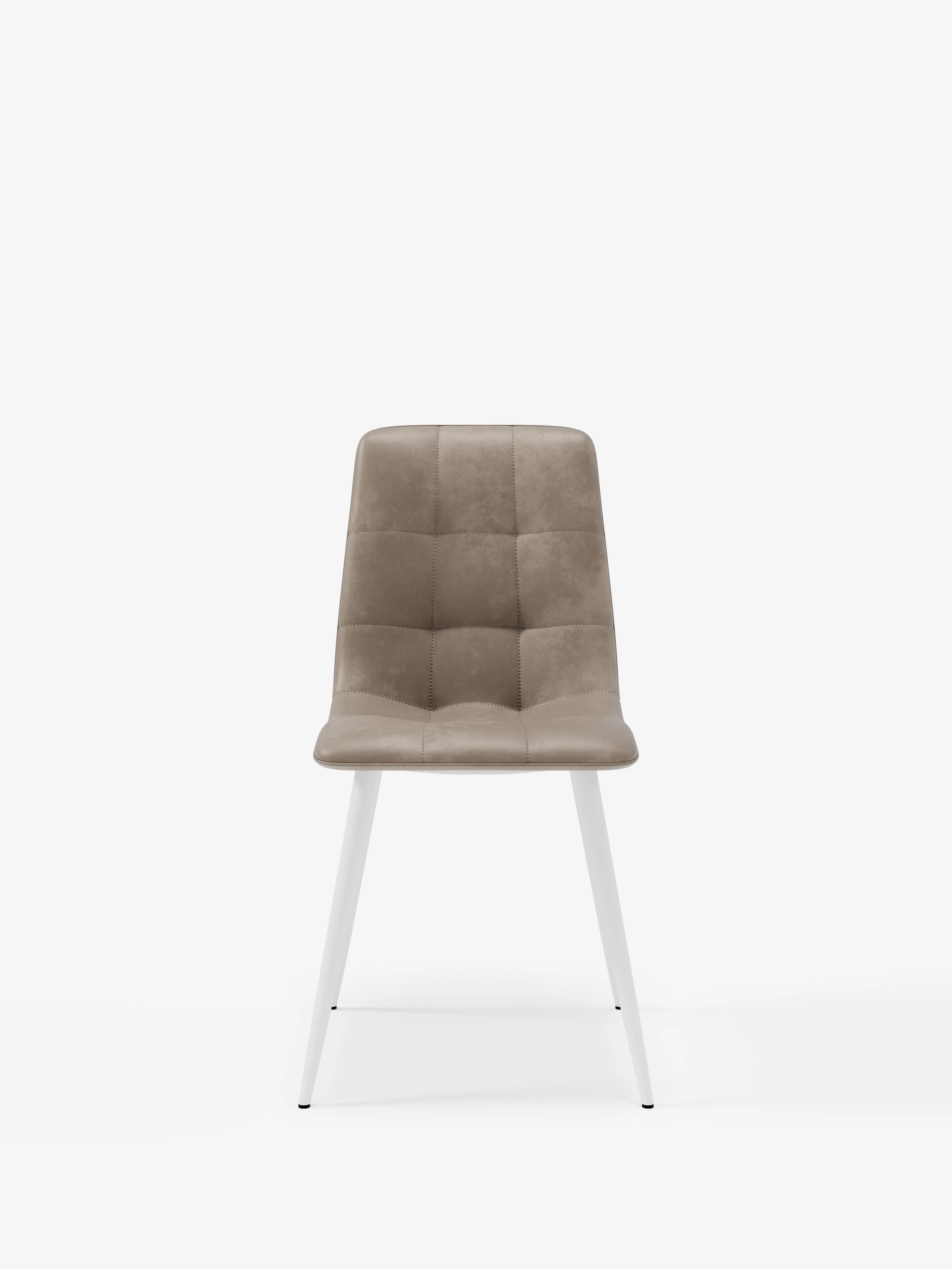 Arca dove gray eco-leather chair with white painted metal legs