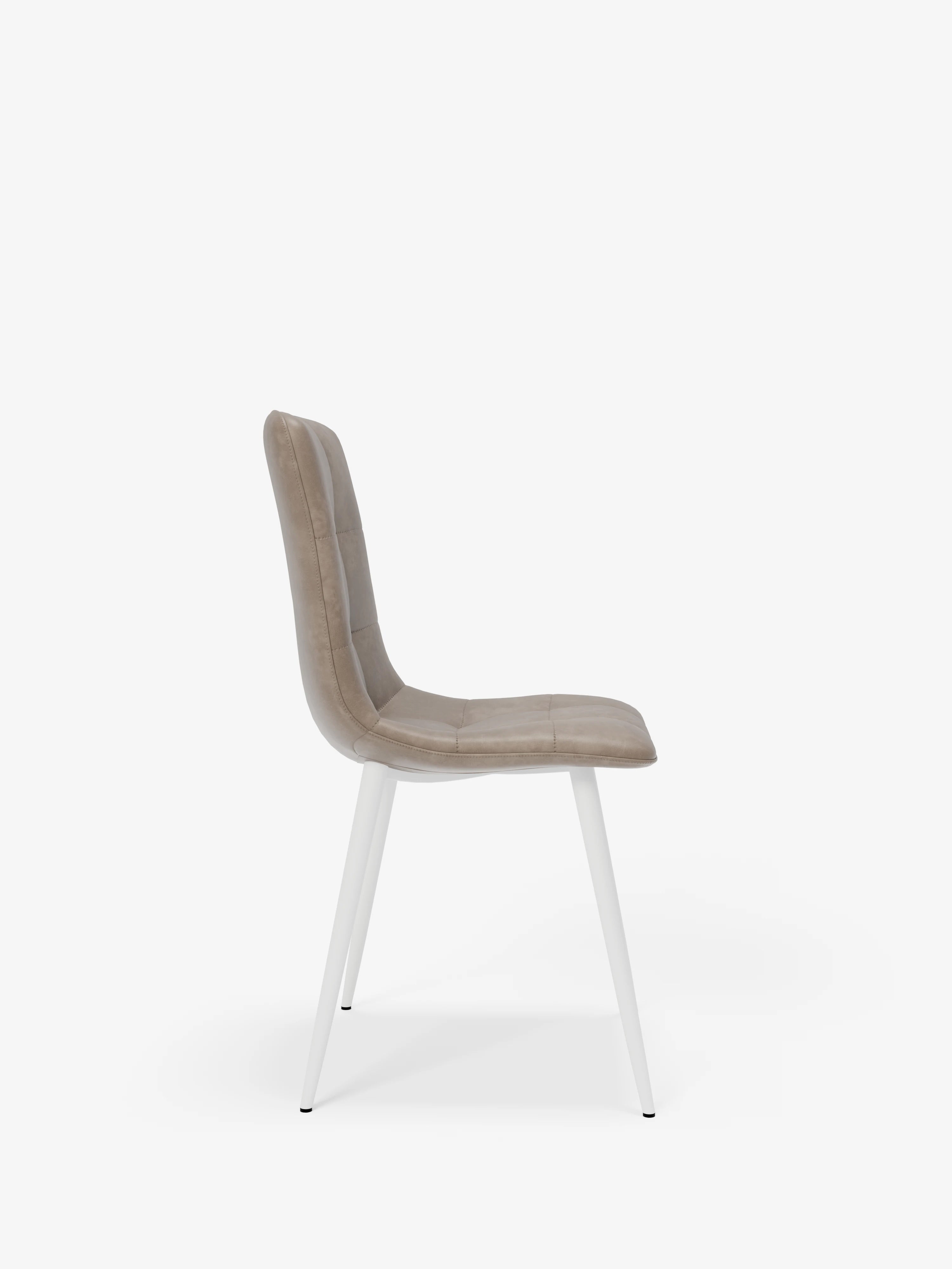 Arca silla de ecopiel topo con patas de metal pintado blanco