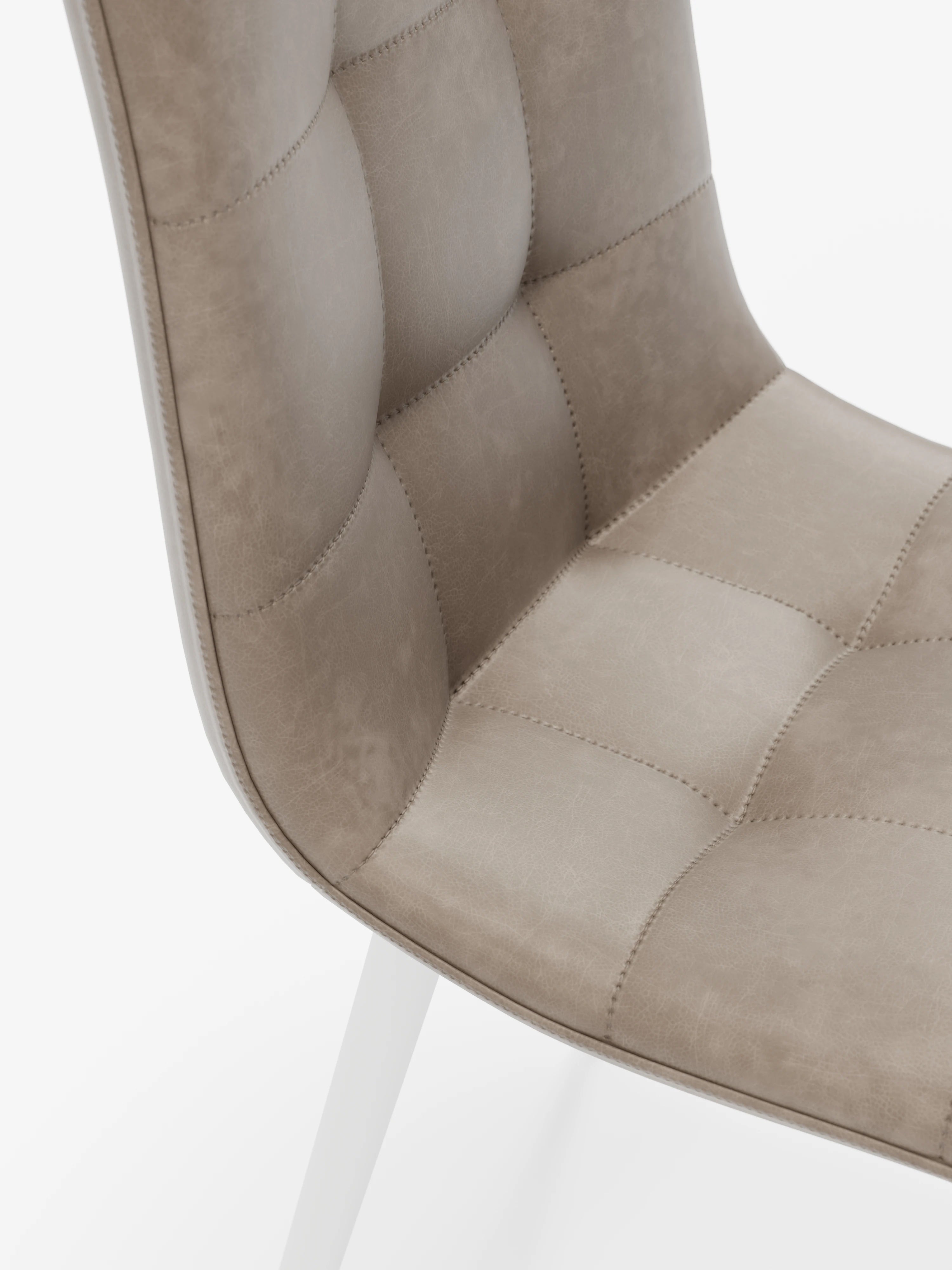 Arca silla de ecopiel topo con patas de metal pintado blanco