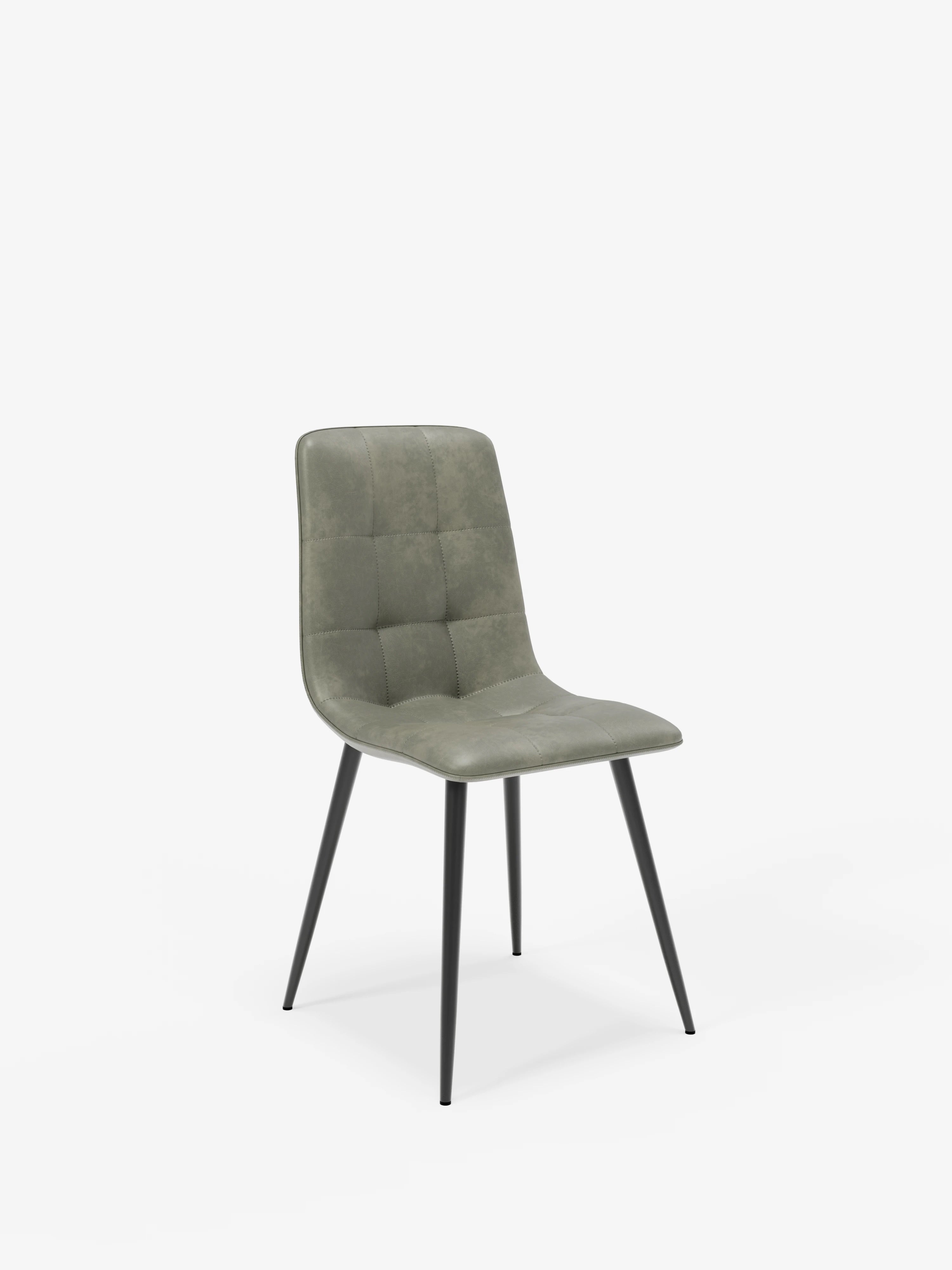 Arca olive green eco-leather chair with black painted metal legs