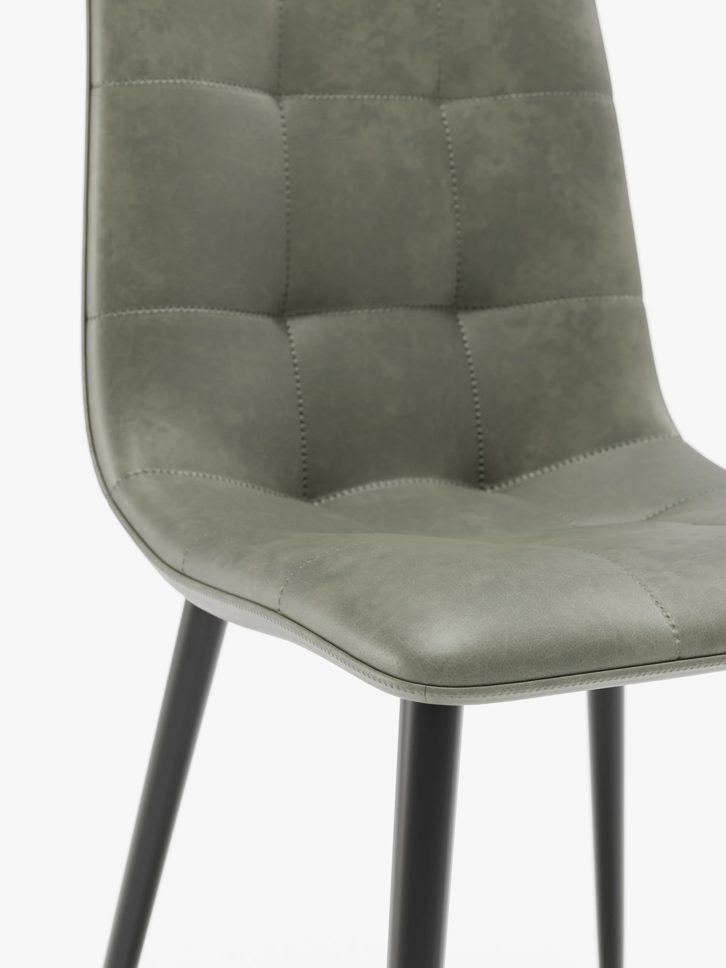 Arca silla de ecopiel verde oliva con patas de metal pintado negro