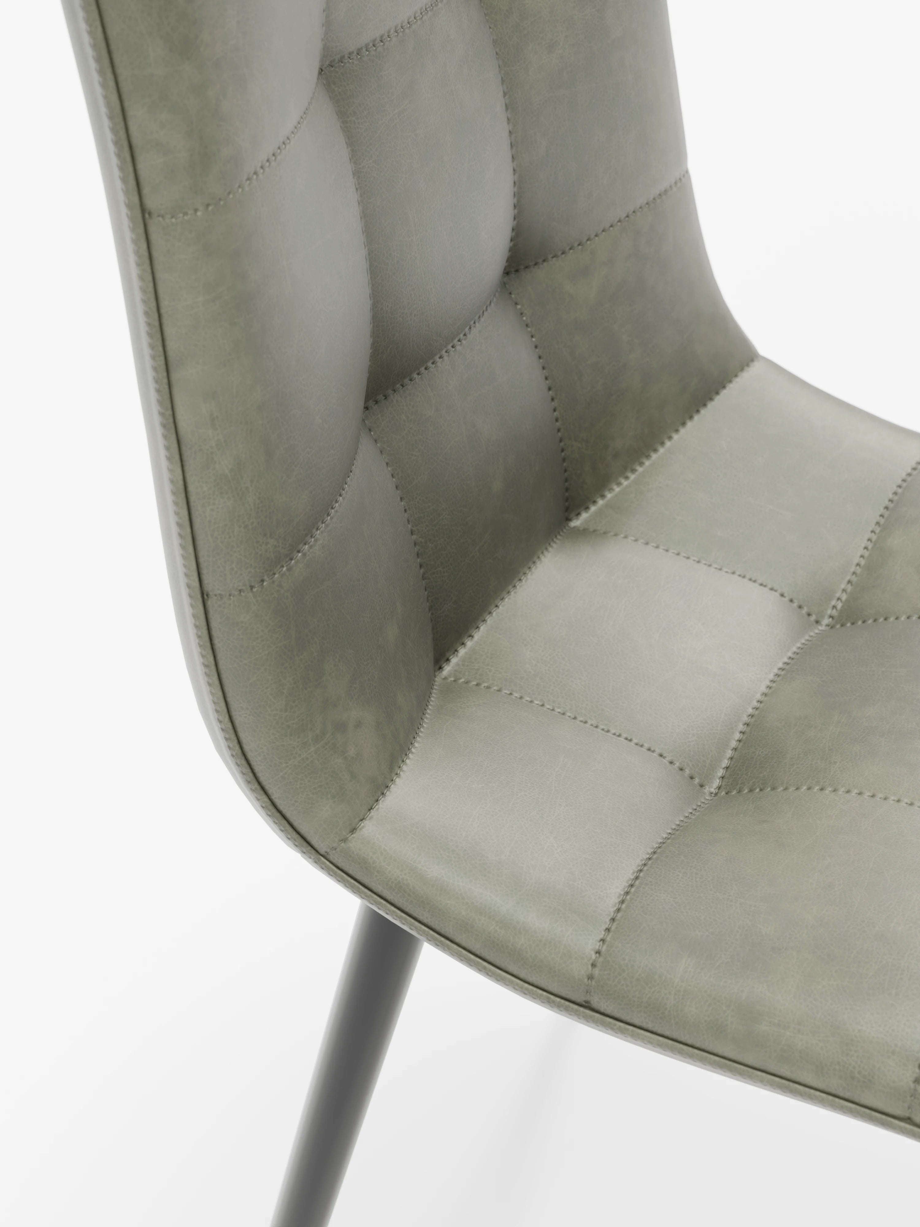 Arca silla de ecopiel verde oliva con patas de metal pintado negro