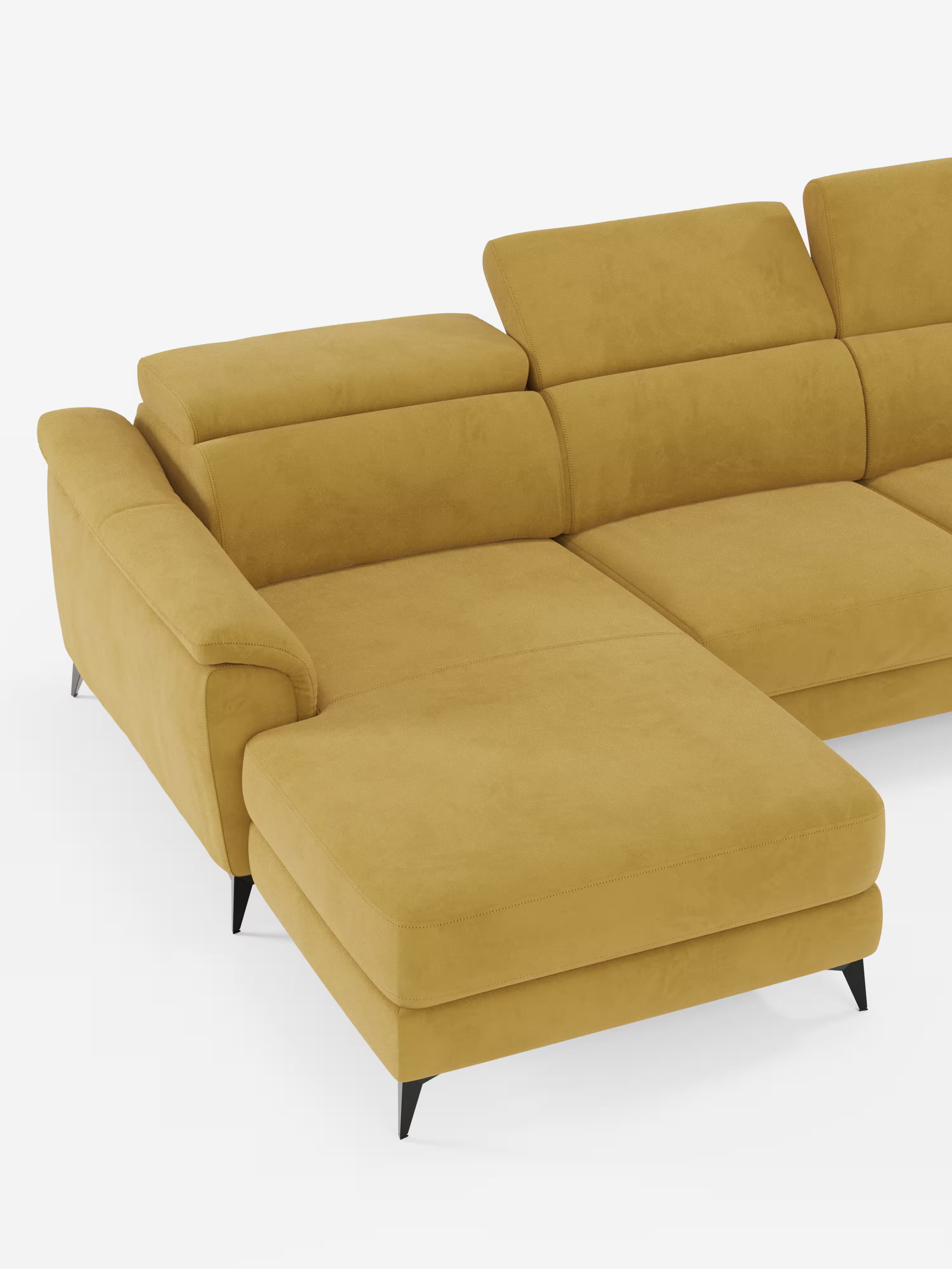 Arcos sofá con península – reposacabezas reclinables, asientos extraíbles o relax eléctrico en microfibra antimanchas