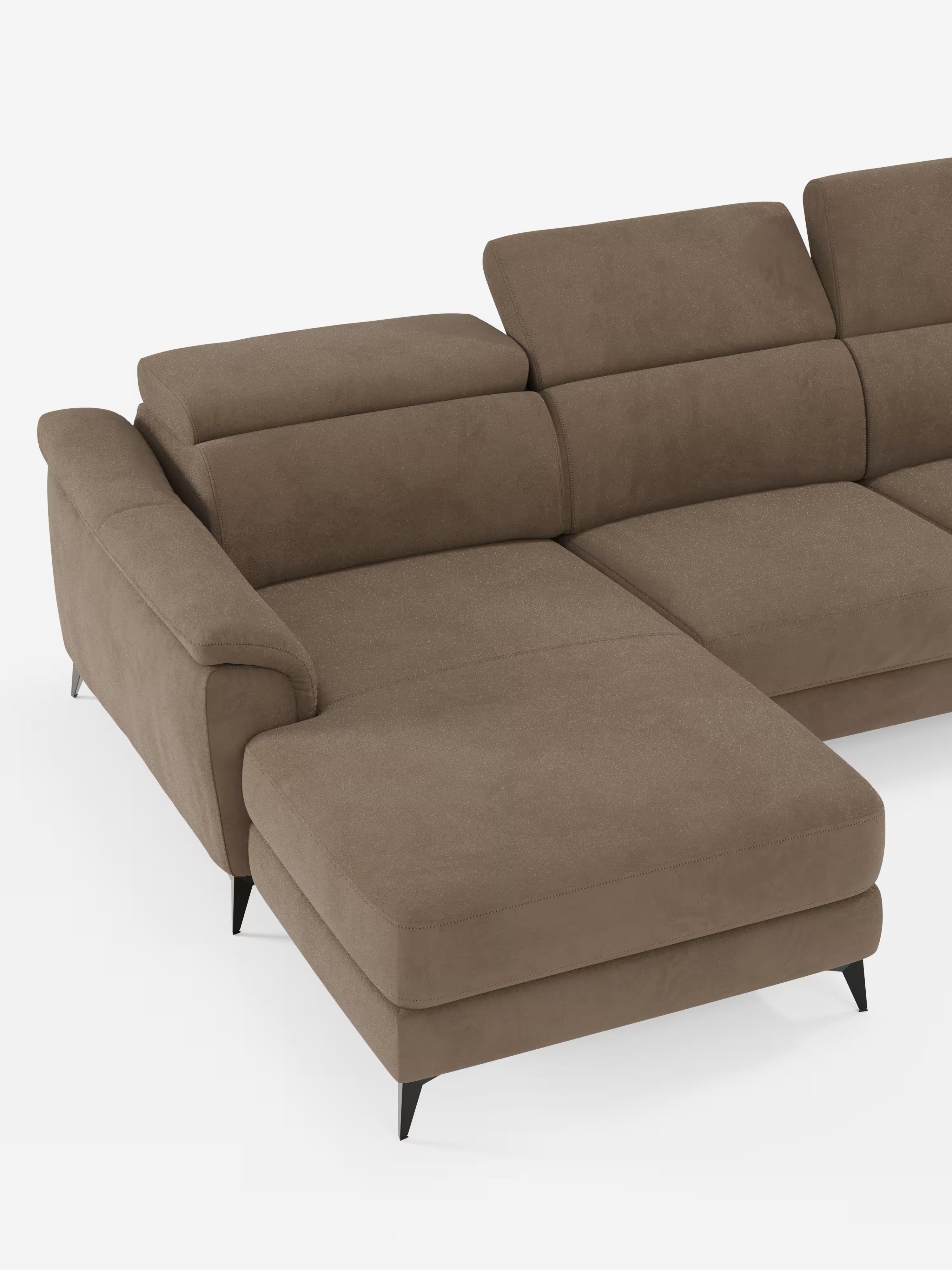 Arcos sofá con península – reposacabezas reclinables, asientos extraíbles o relax eléctrico en microfibra antimanchas