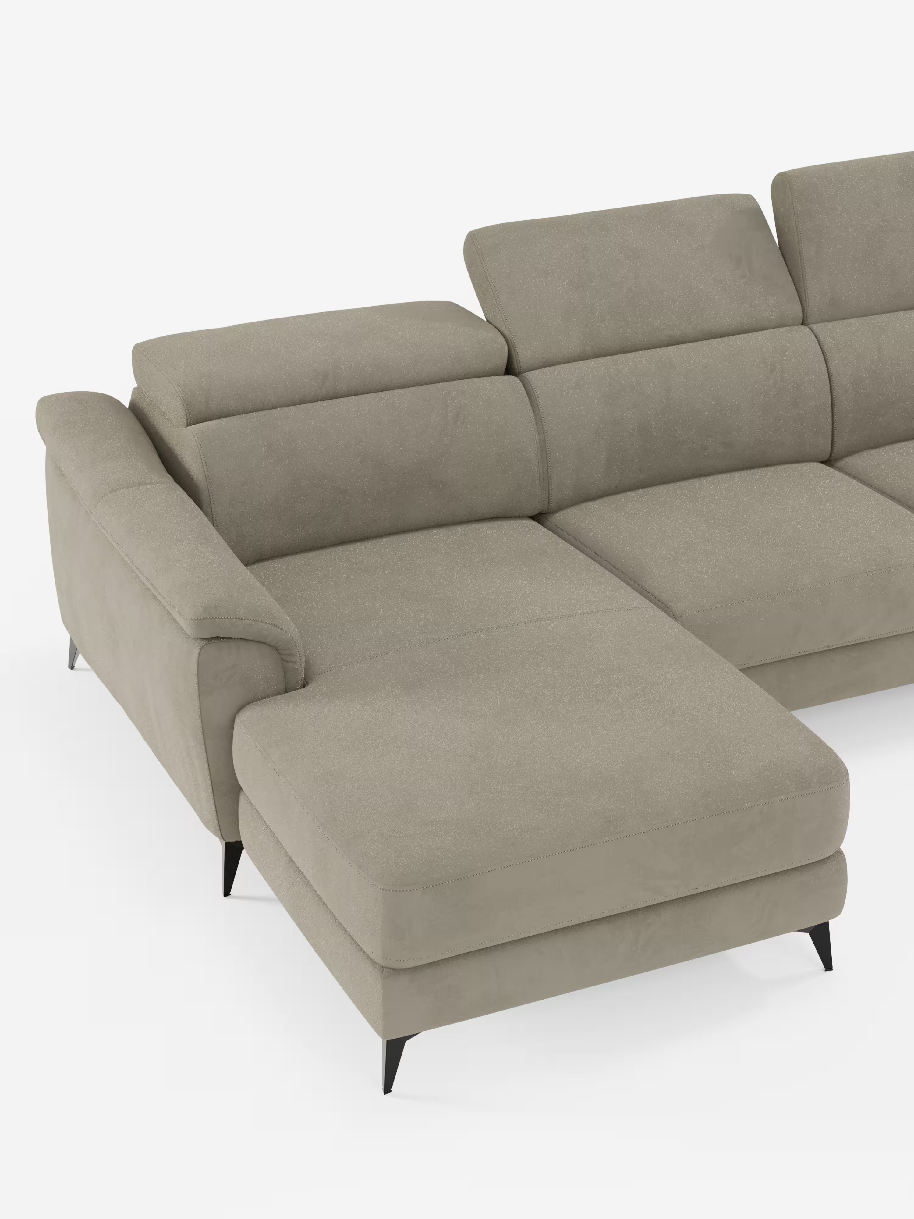 Arcos sofá con península – reposacabezas reclinables, asientos extraíbles o relax eléctrico en microfibra antimanchas