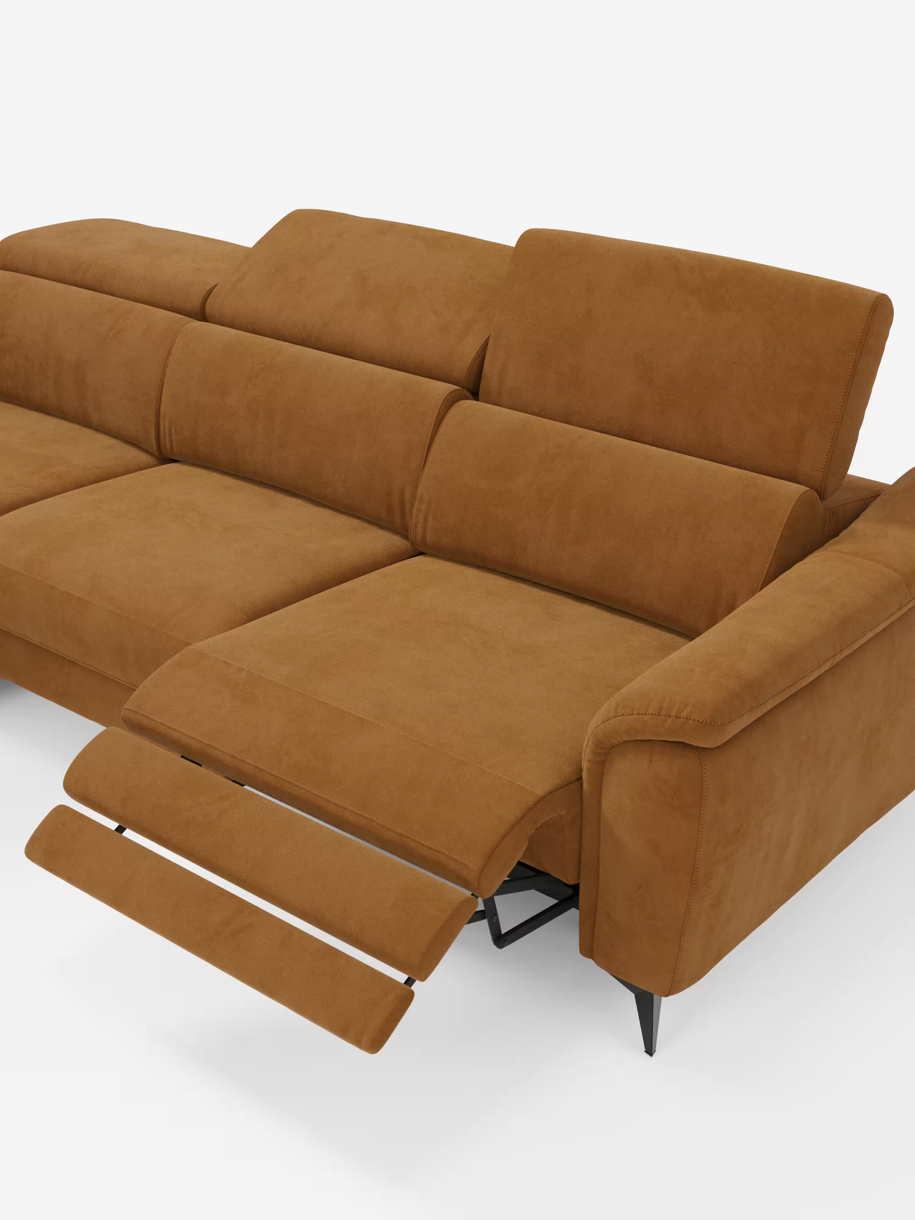 Arcos sofá con península – reposacabezas reclinables, asientos extraíbles o relax eléctrico en microfibra antimanchas