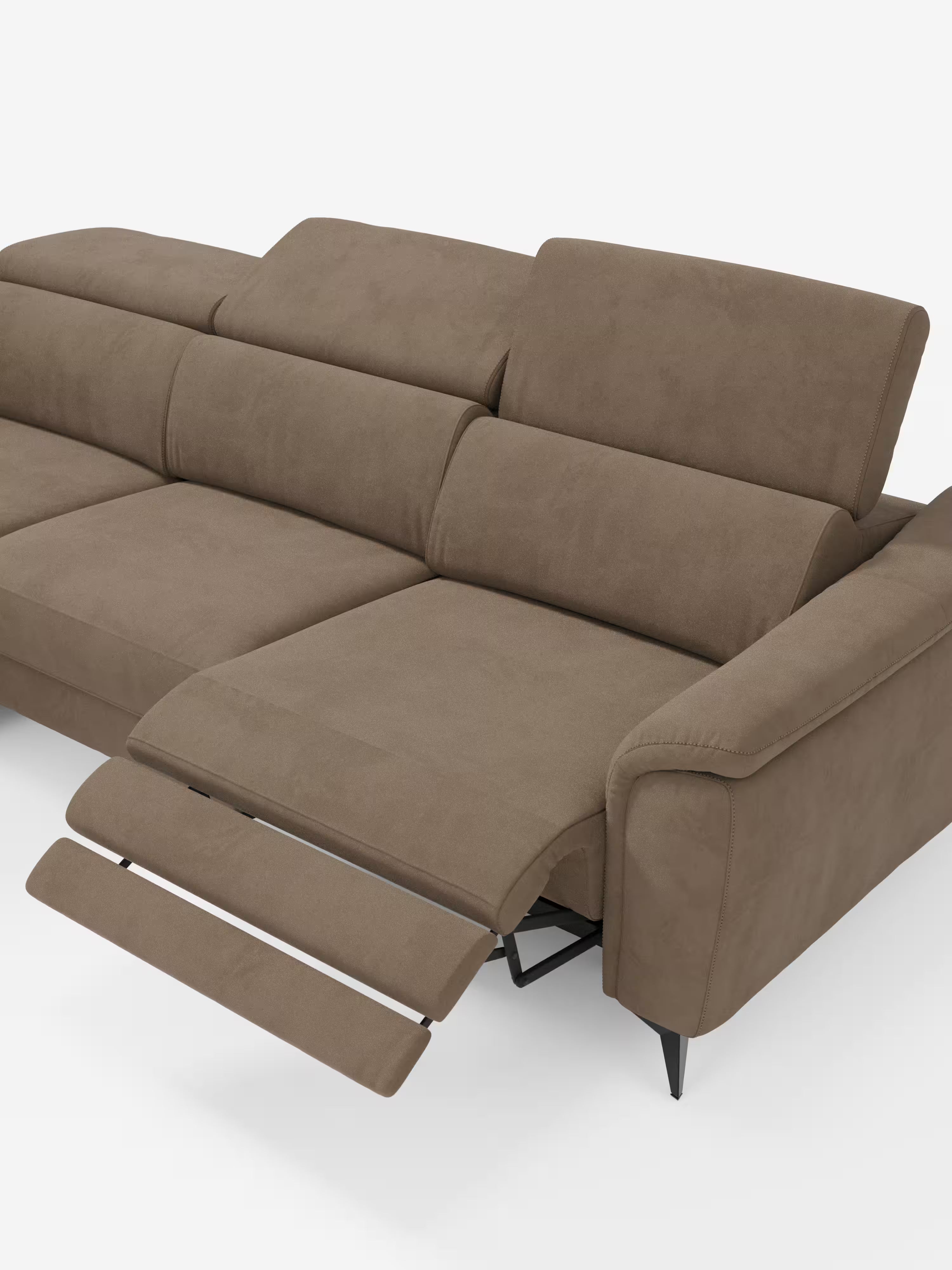 Arcos sofá con península – reposacabezas reclinables, asientos extraíbles o relax eléctrico en microfibra antimanchas