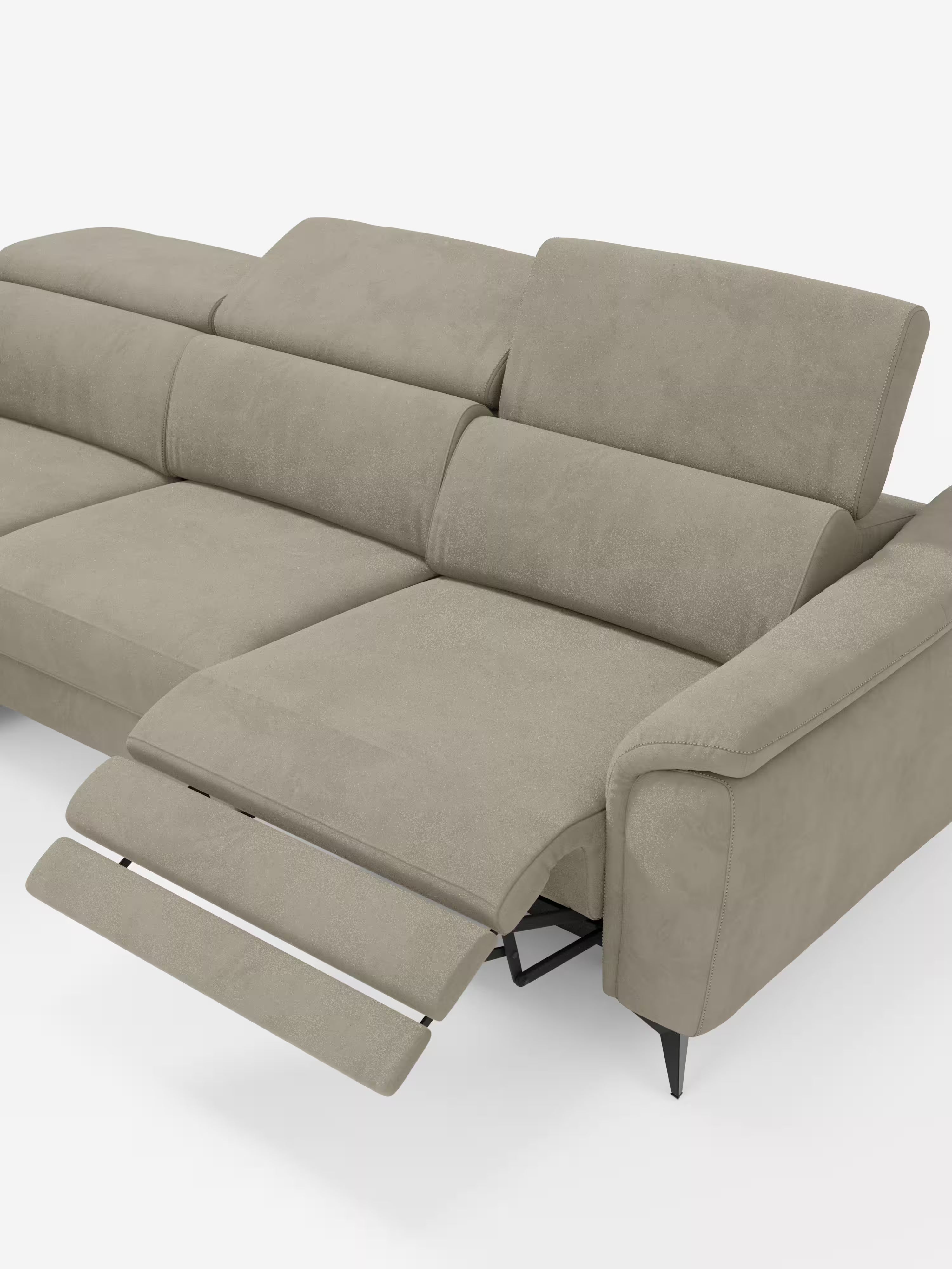Arcos sofá con península – reposacabezas reclinables, asientos extraíbles o relax eléctrico en microfibra antimanchas